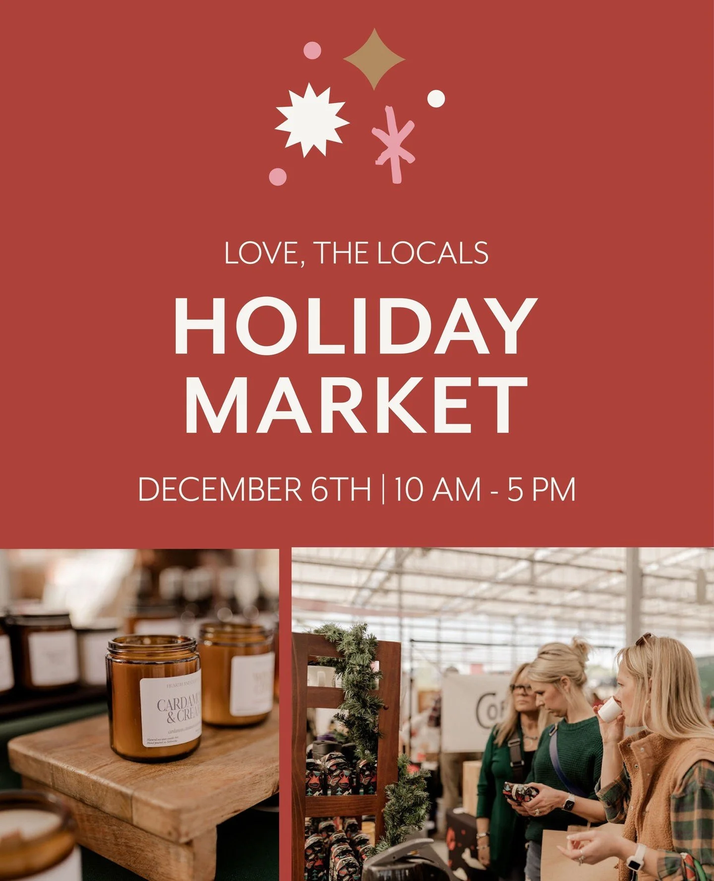 Our Holiday Market is the perfect place to shop local this season! Join us inside the beautiful greenhouse @canoyerlincoln to shop this holiday season! ⁠
⁠
Join us for 👇:⁠
⭐️ Shopping small from over 80 makers⁠ ⁠
⭐️ Live Music⁠ ⁠
⭐️ Festive photo ba