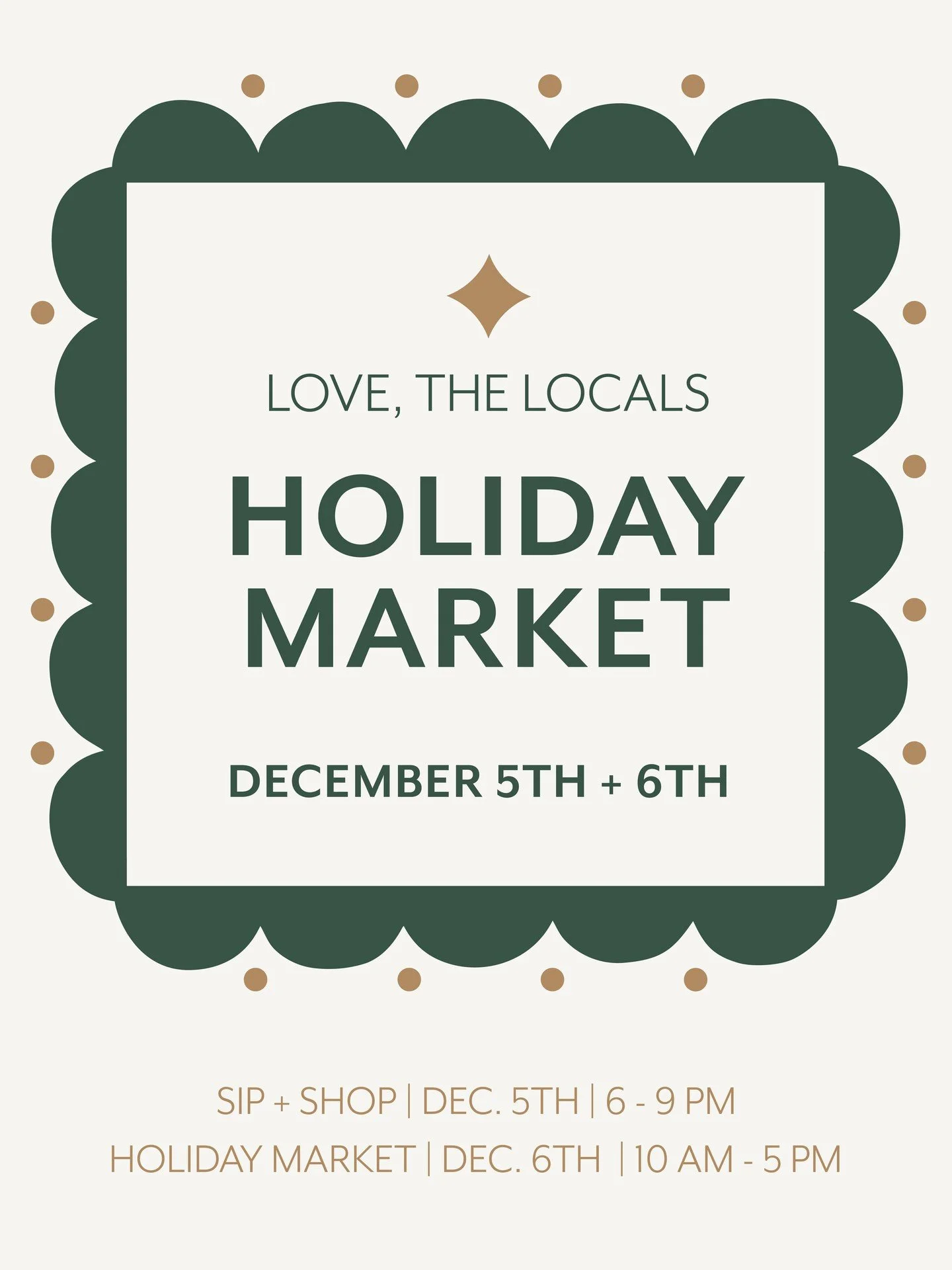 Ready or not, here it comes! ⁠
⁠
Our Holiday Market is right around the corner, Whoop! Whoop! Follow along for more details and keep your calendars marked!⁠
⁠
🗓️👇️⁠
- Sip + Shop | SATURDAY, December 5th | 6-9PM (limited ticket event)⁠
- Holiday Mar