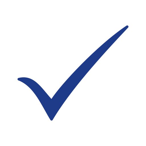 A large blue check mark.