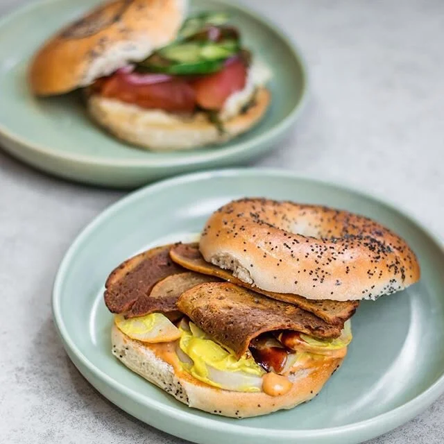 BATTLE OF THE BAGELS! 🥯
It seems you can’t get enough of our bagels as we sold out again this weekend! 
If you had to choose one, which would it be? 
VEGAN BACON AND EGG or VEGAN SALMON BAGEL?