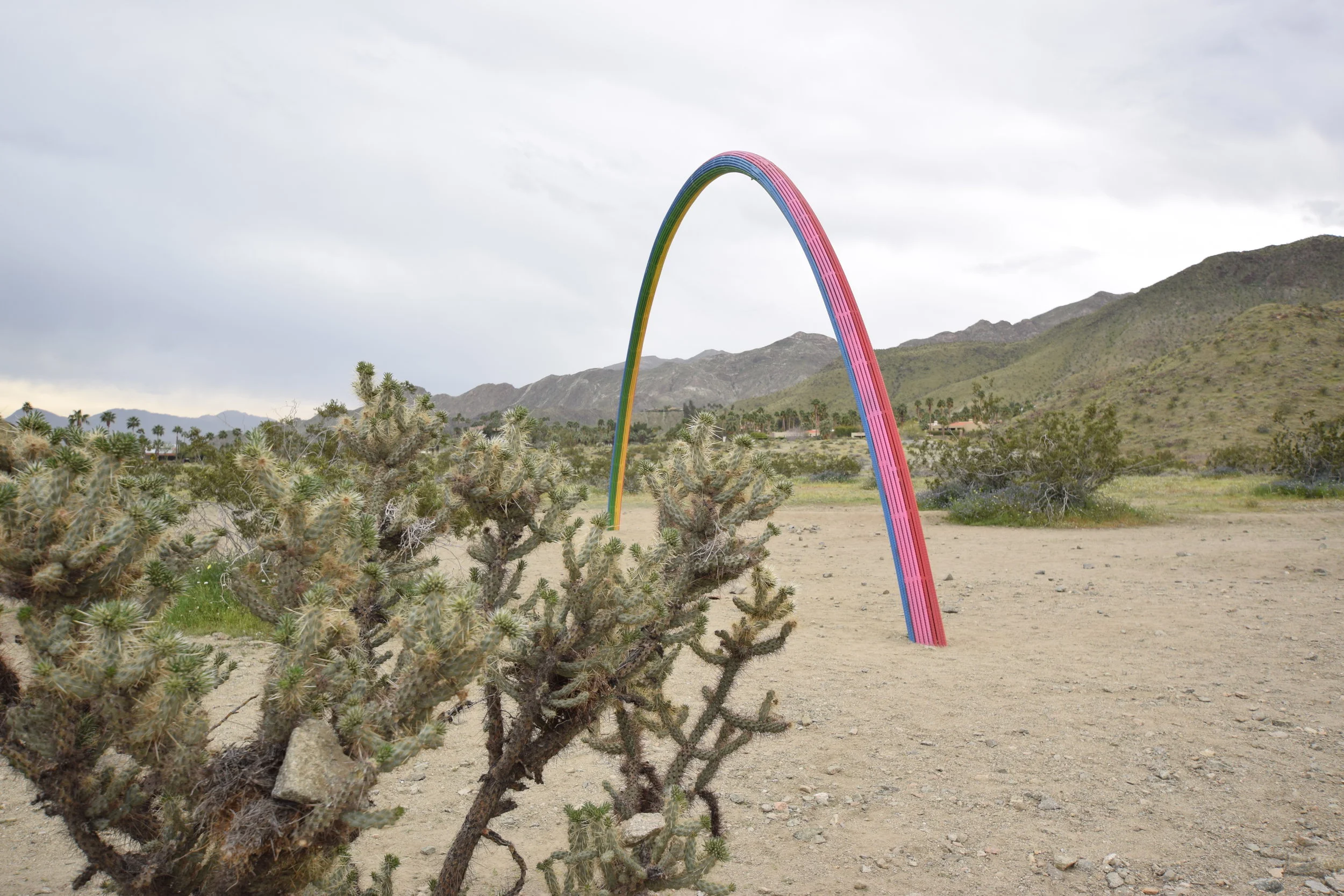 Pia Camil’s Lover’s Rainbow exists in two locations, Coachella and Baja, symbolising hope in the context of the current US immigration crisis.