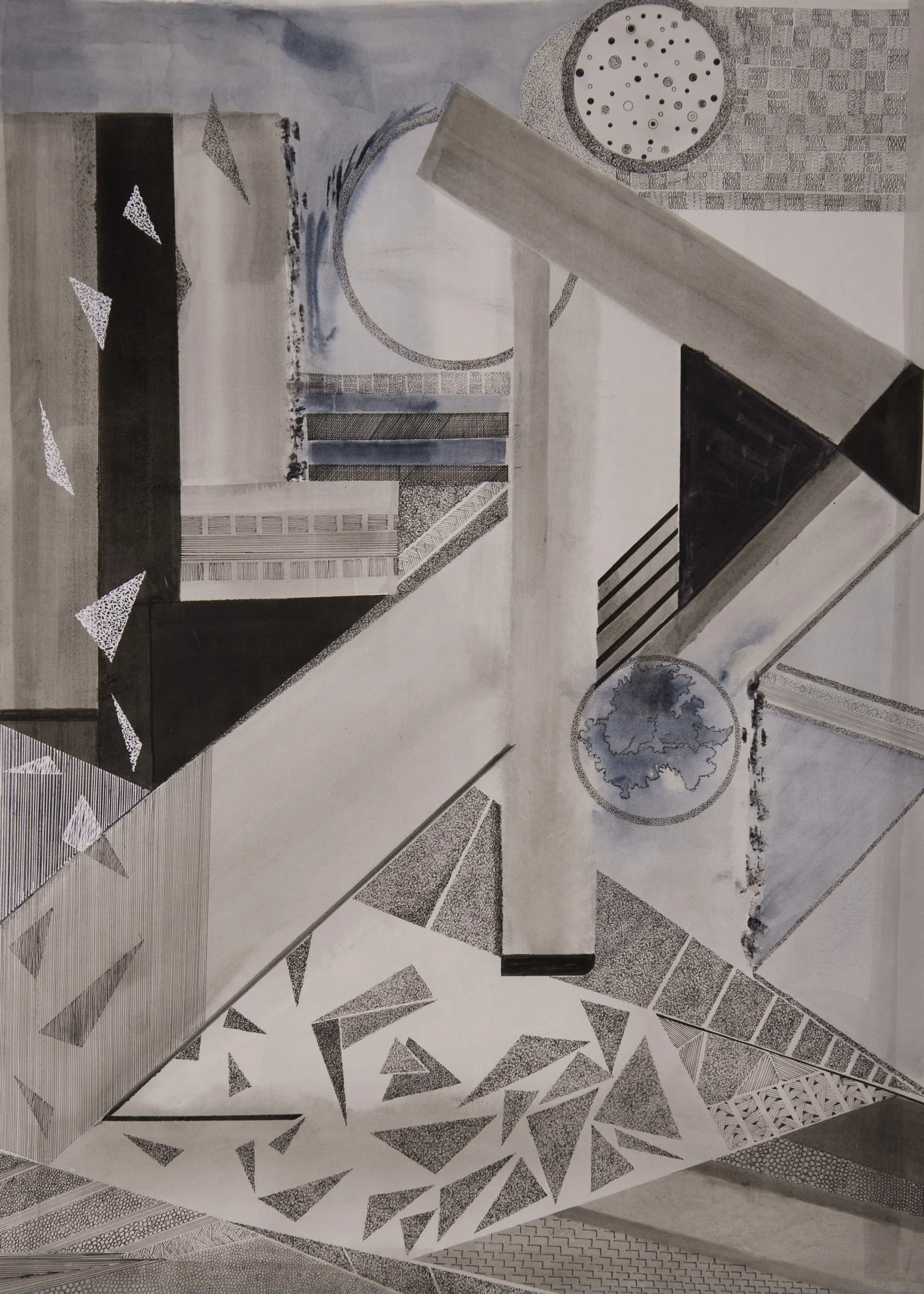 Balancin Act. Tusche auf Aquarellpapier, 30 x 24 inches/76 x 61 cm.