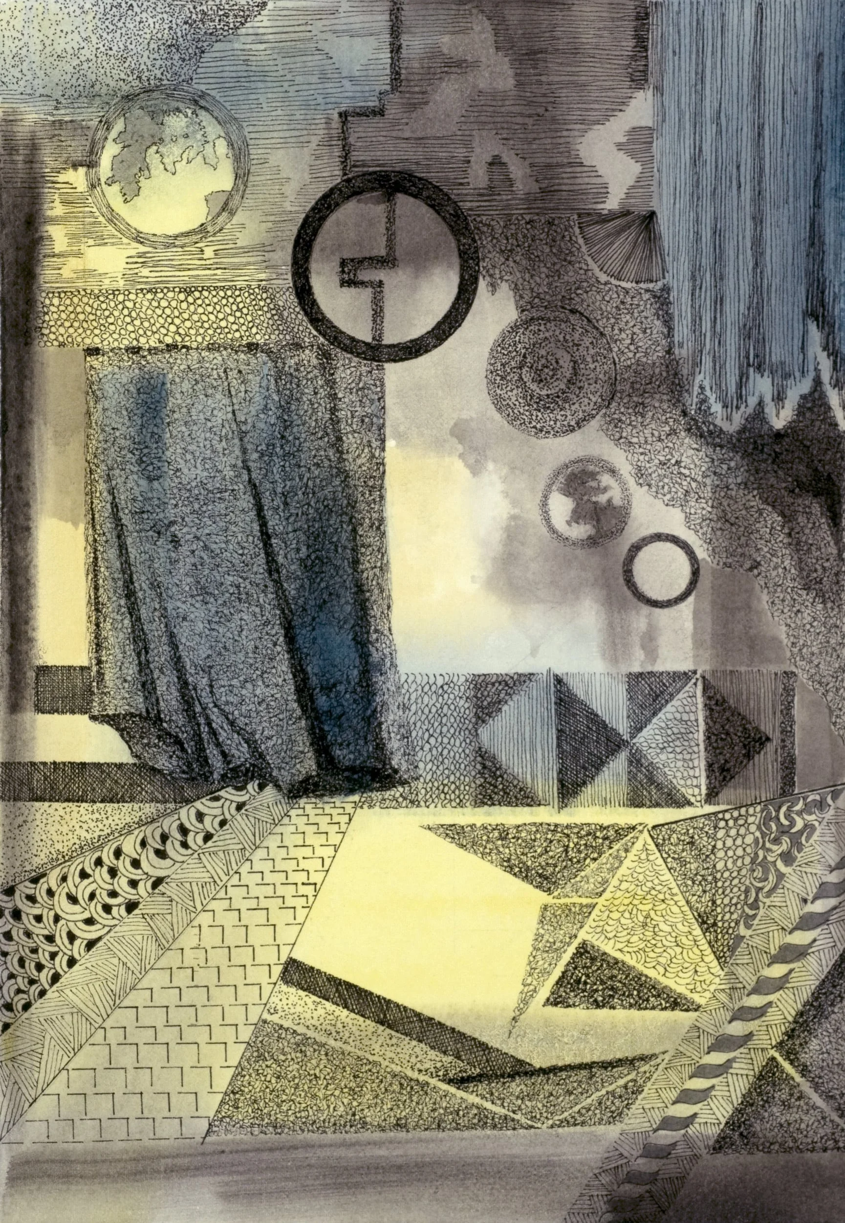 Behind The Veil. Pen and ink on watercolor paper, 16 x 12 inches/41 x 31 cm. SOLD