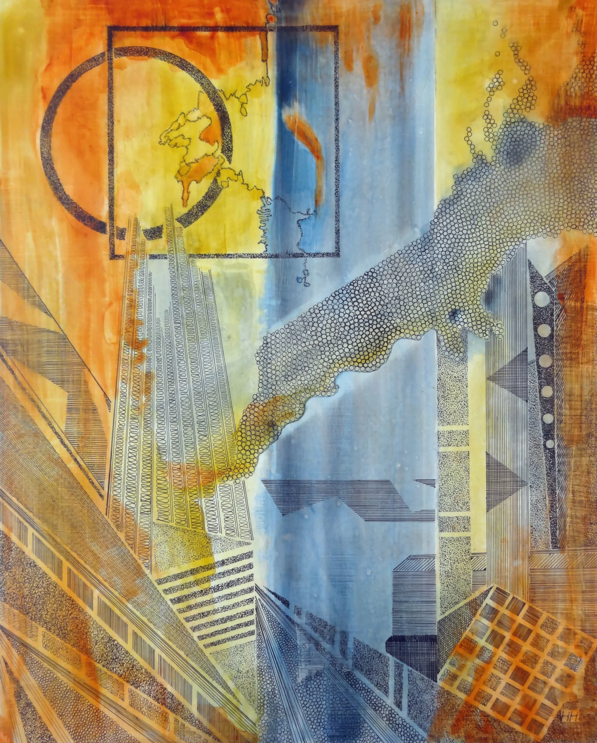 Terra Infirma. Pen and ink on claybord, 20 x 16 inches/51 x 41 cm. SOLD