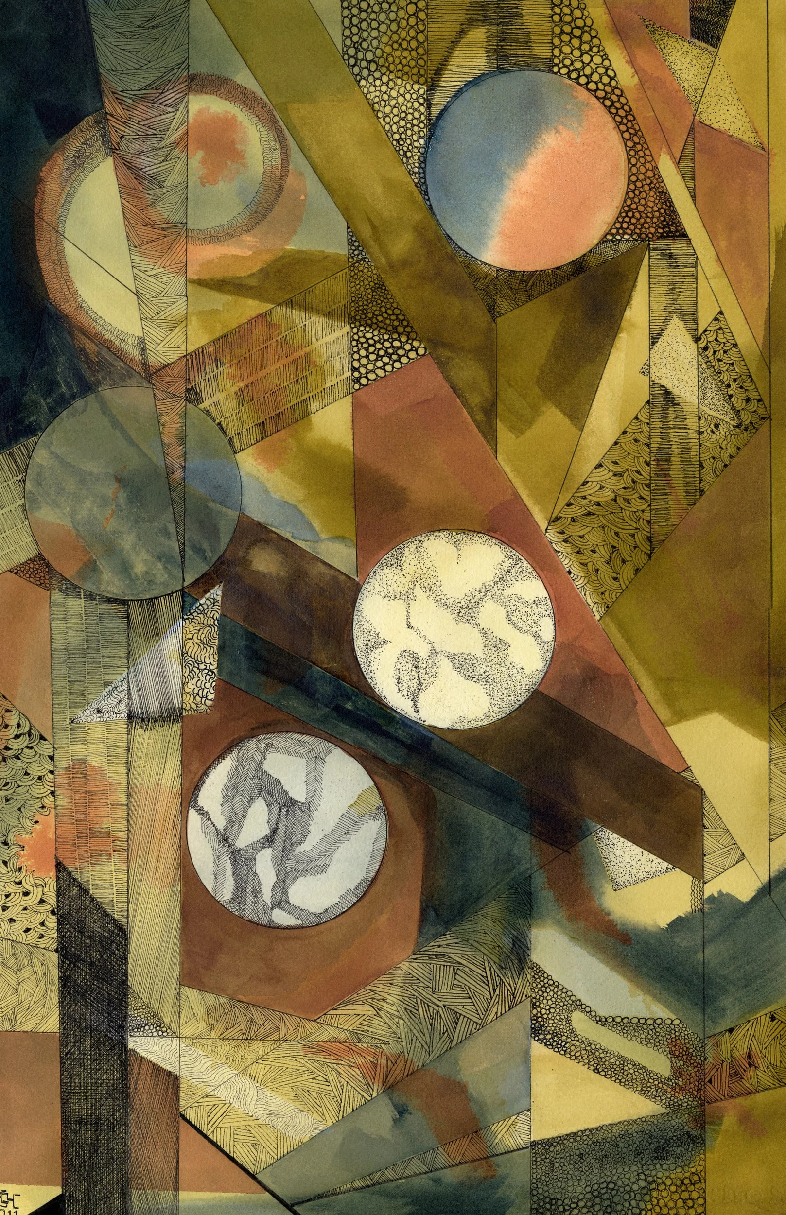Many Worlds. Pen and ink on watercolor paper, 21 x 13 inches/ 53 x 33 cm. SOLD