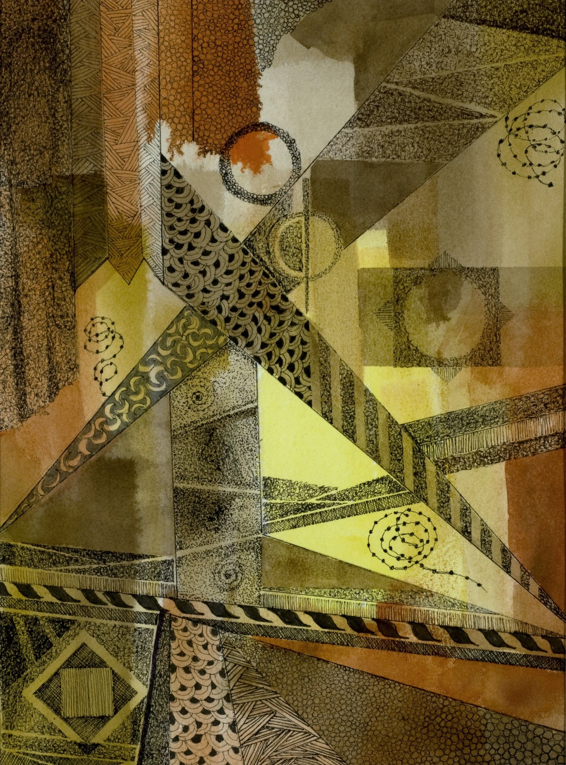 Crossing. Pen and ink on watercolor paper, 16 x 12 inches/ 41 x 30.5 cm.