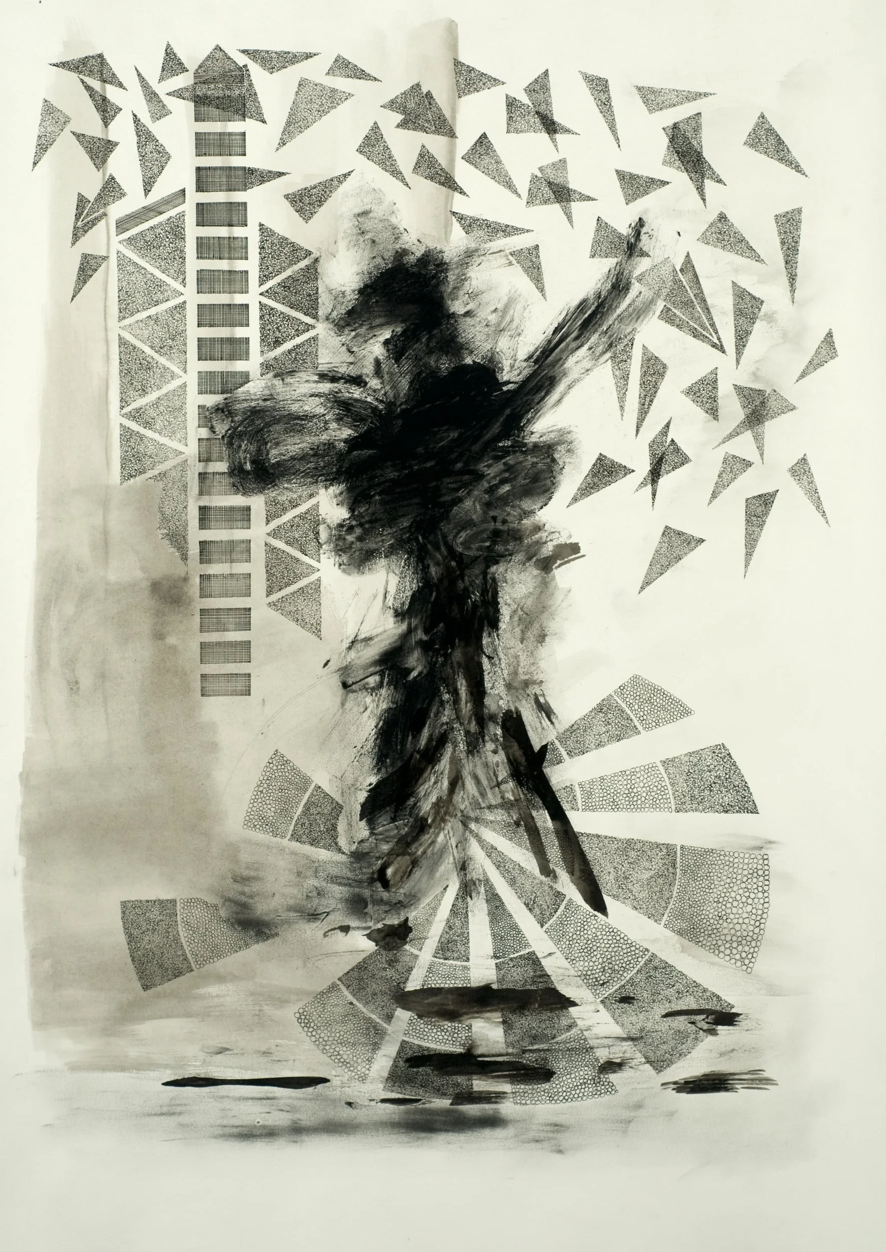 Rain Dance. Pen and ink, graphite on water color paper, 26 x 18.5 inches/66 x 47. SOLD - Artist print available.