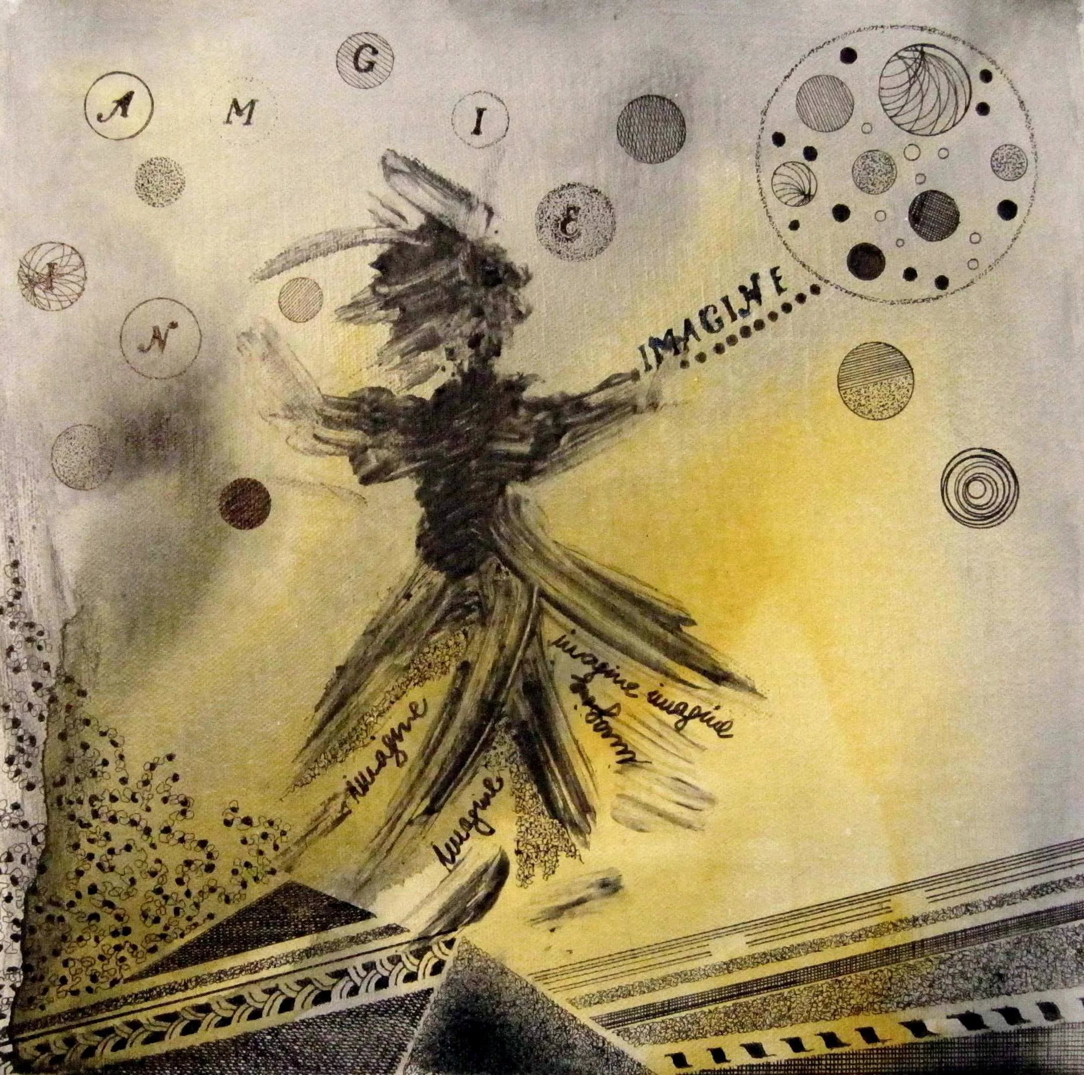 Imagine! Pen and ink on water color paper, 20 x 20 cm. DONATION