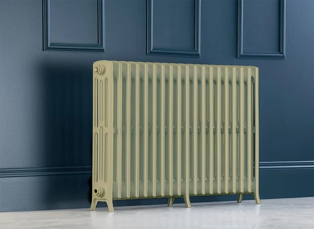 Sand coloured Edwardian aluminium cast radiator.jpg