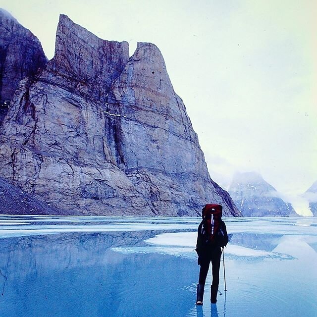 Baffin Island 1995:  Walking on water. @conrad_anker recommended we bring rubber boots with us, and they were money. After Joshua left we were on our own, hundreds of miles away from any form of civilization. We were broke and unable to afford a sat 