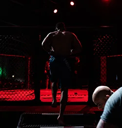 Kyran enters the cage at BTC 7: Annihilation.(Credit: Patrick Duffy)