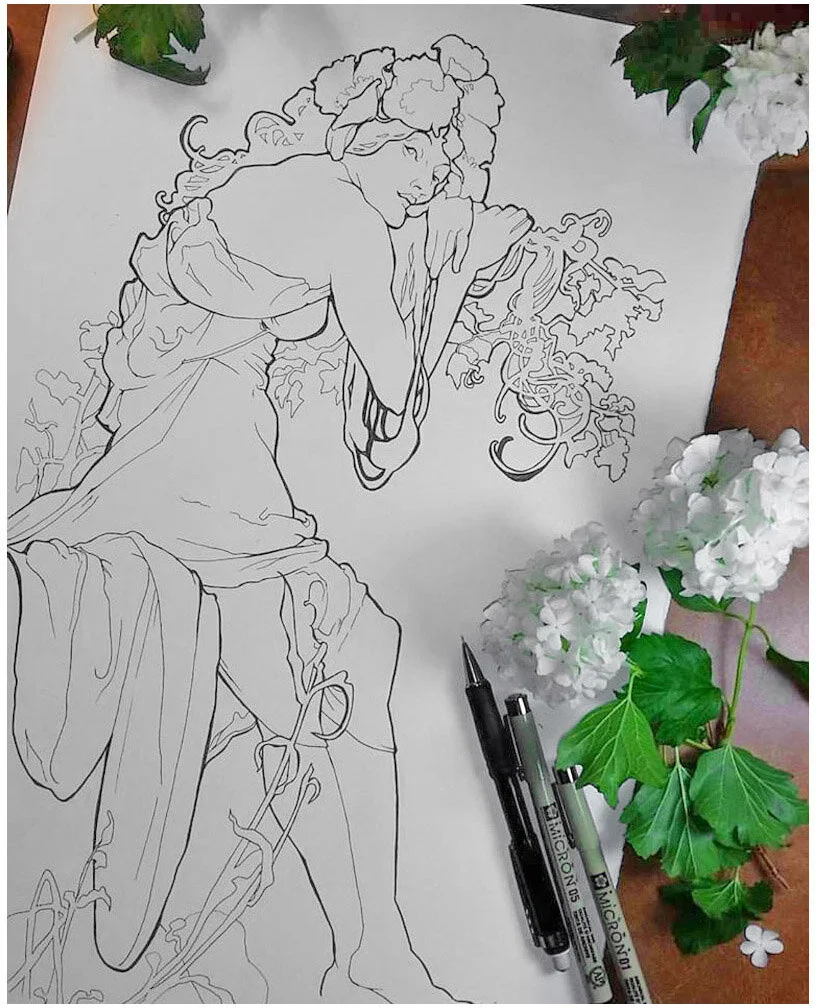 1Summer after Mucha line drawing copy.jpg