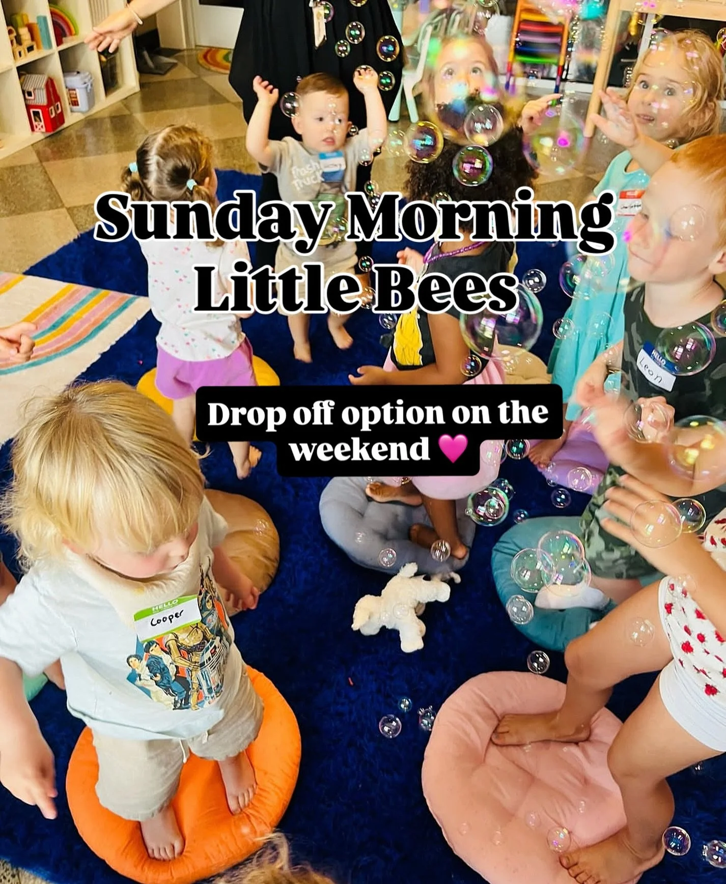 Trying something new here! Excited for a weekend Little Bees- Sunday mornings from 9:15-12:15 💚 Book today!

Mornings for Little Bees is a play and invitation based mini-camp for children ages 2-4 years old.  Each session, play, crafts, and stories 