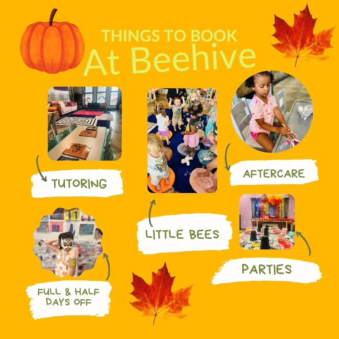 👋 everyone! Over here at Beehive, we cannot believe that it is almost October 🎃 We are so excited to share both new and old programming for this month!

Tutoring: group homework help and tutoring on Wednesdays &amp; Saturdays + lots of private tuto