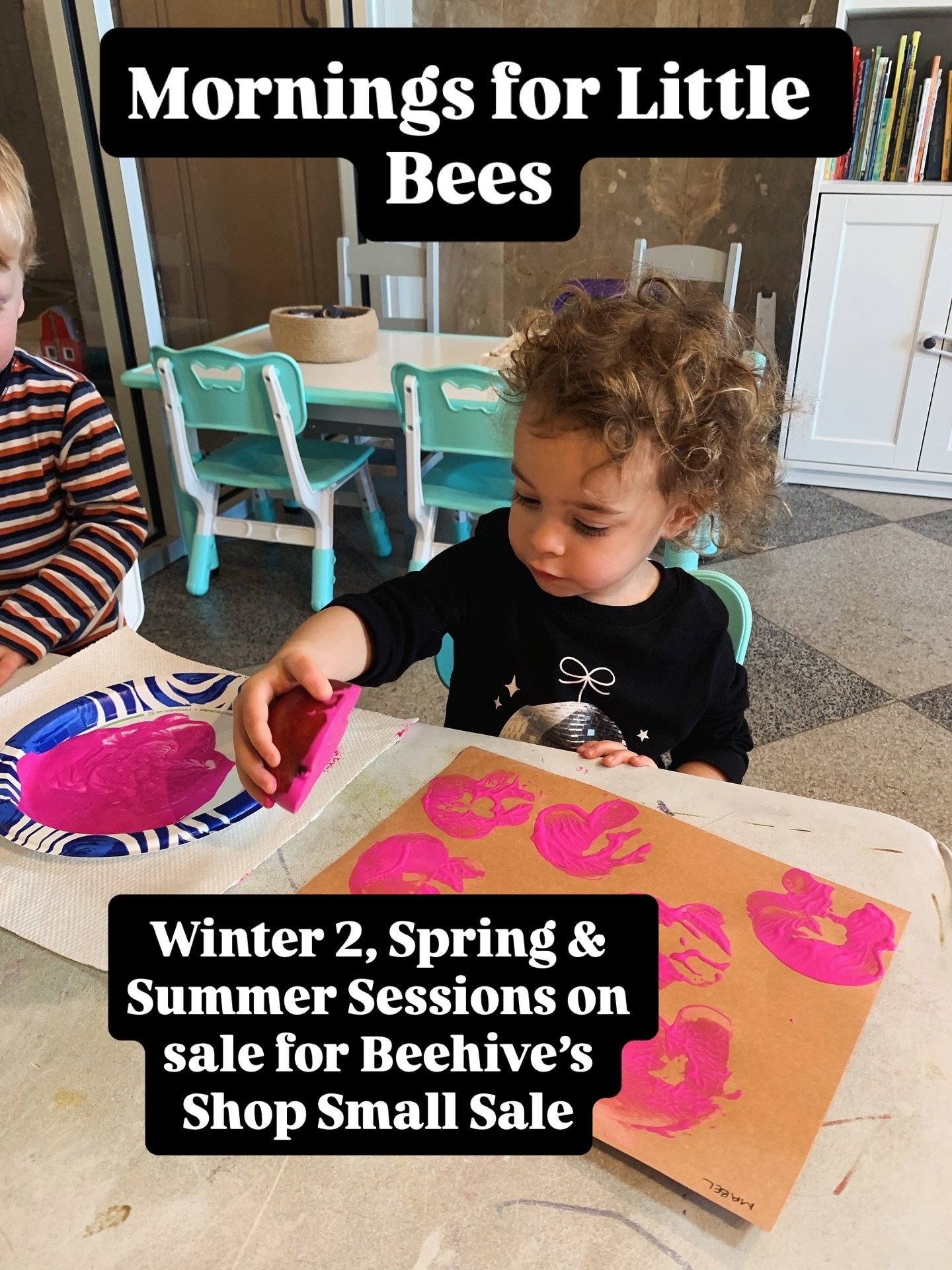 Little Bees! Little Bees is a babysitting playgroup at Beehive Upstairs.  Little Bees is for kids ages 2-4. This is a babysitting program, so we babysit in a playgroup setting while you work or grocery shop or sip tea in peace or spend one-on-one tim