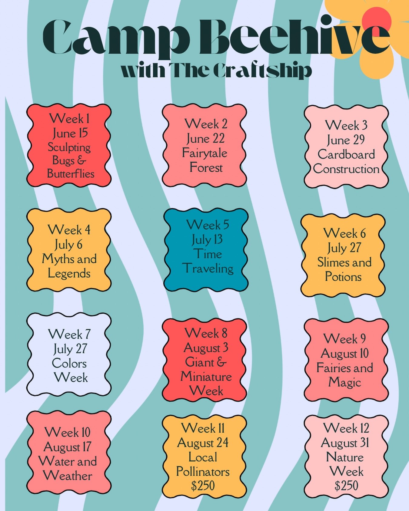 👋 

Eek! We are getting all set for our 6th annual Crafting Camp with @beehivecommunity &amp; @the.craftship 🎨 

Our camp is designed for kids who want a smaller group experience- we do a whole lot of crafting at Beehive and with @the.craftship + a