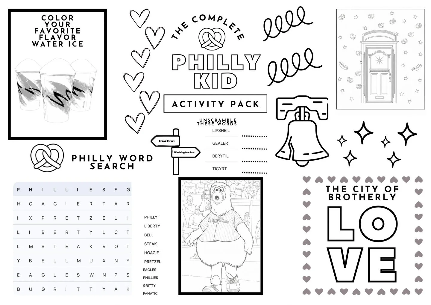For this week&rsquo;s full days off, our theme is Philly! We have a bunch of fun projects at Beehive today and tomorrow, but our kids also LOVE to color. I designed this workmat and a super cute mini book for our campers to use today but also put the