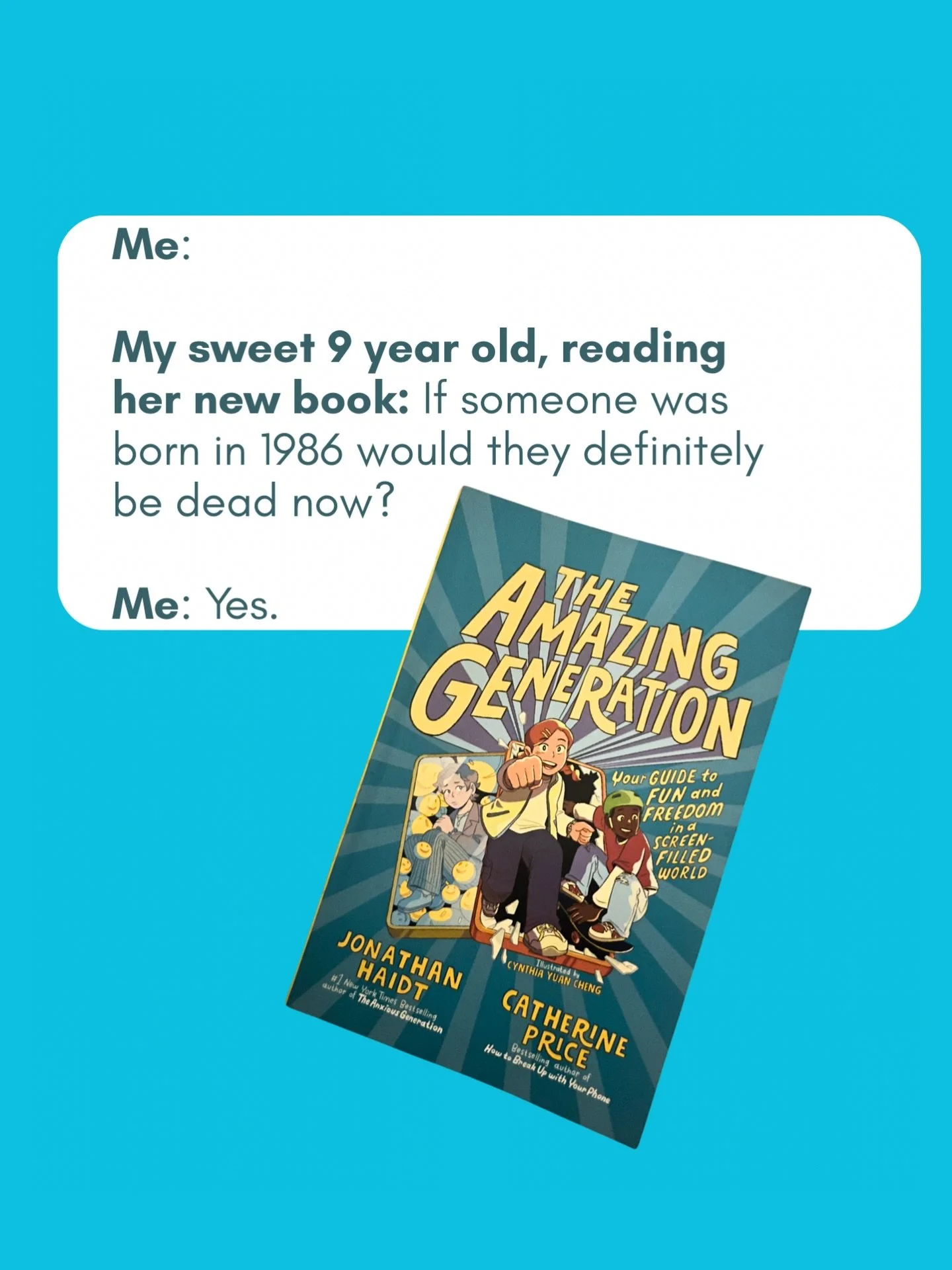 I&rsquo;ve actually come back from the dead to tell her about how I had to wait a week before I could find out what happened to Michelle in the horse-fall to be continued of Full House.

AND wildly impressed by this book by Jonathon Haidt and Catheri