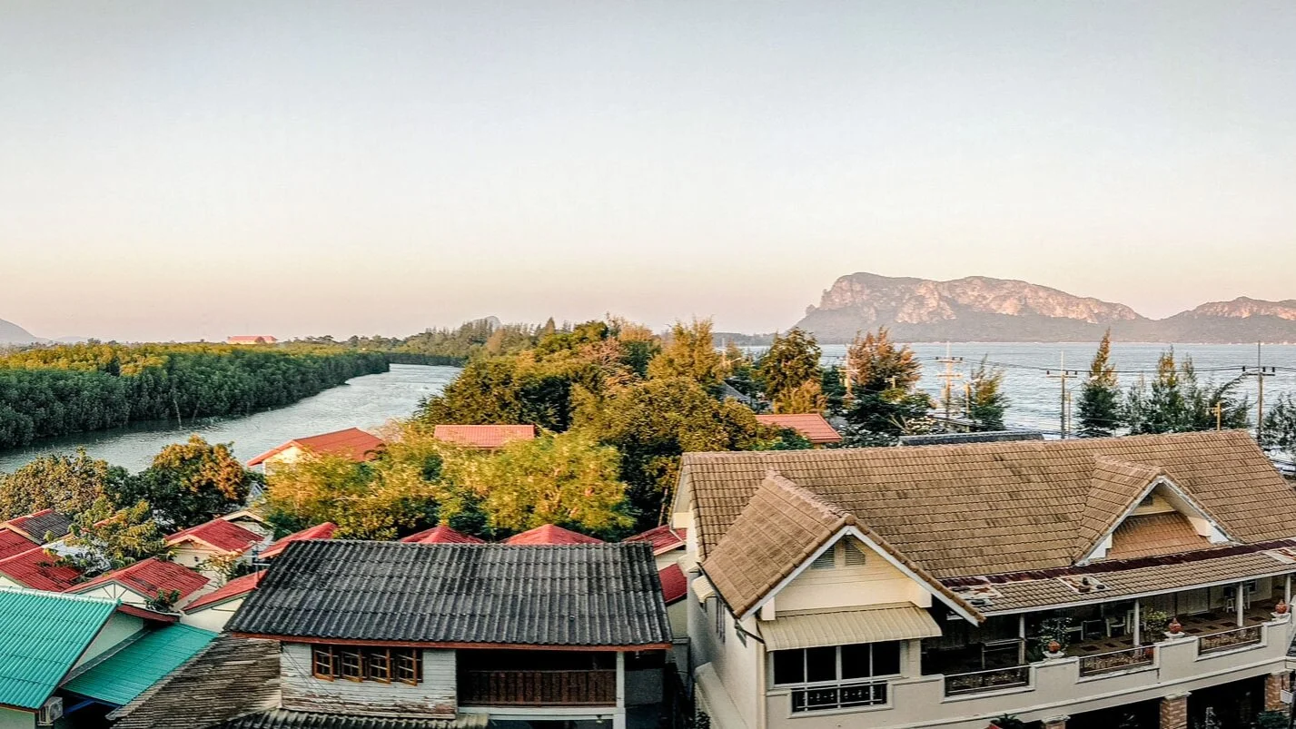 View from a room in the Golden Beach Hotel in Prachuap Khiri Khan