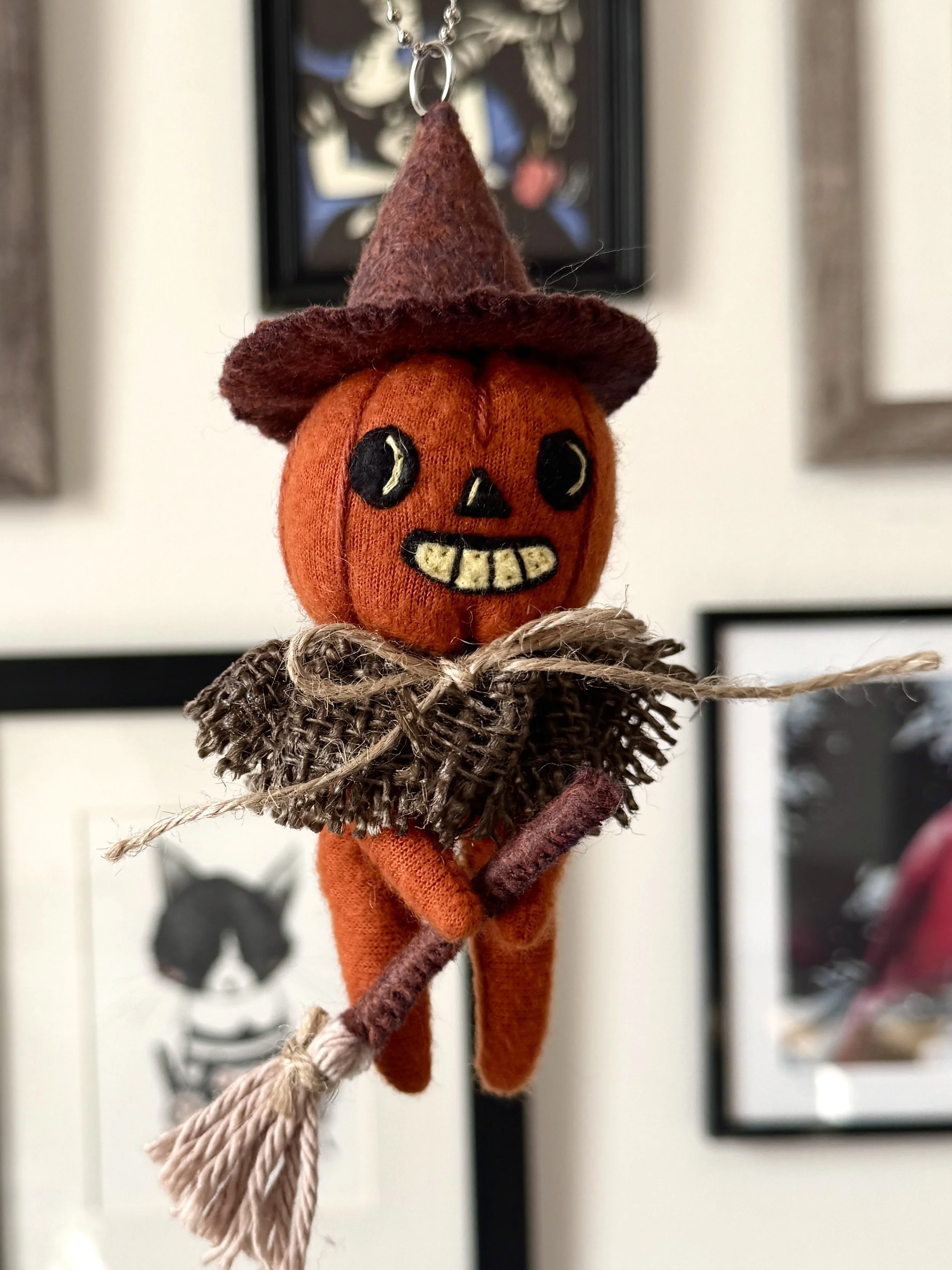 Orange Pumpkin Witch Ornament
