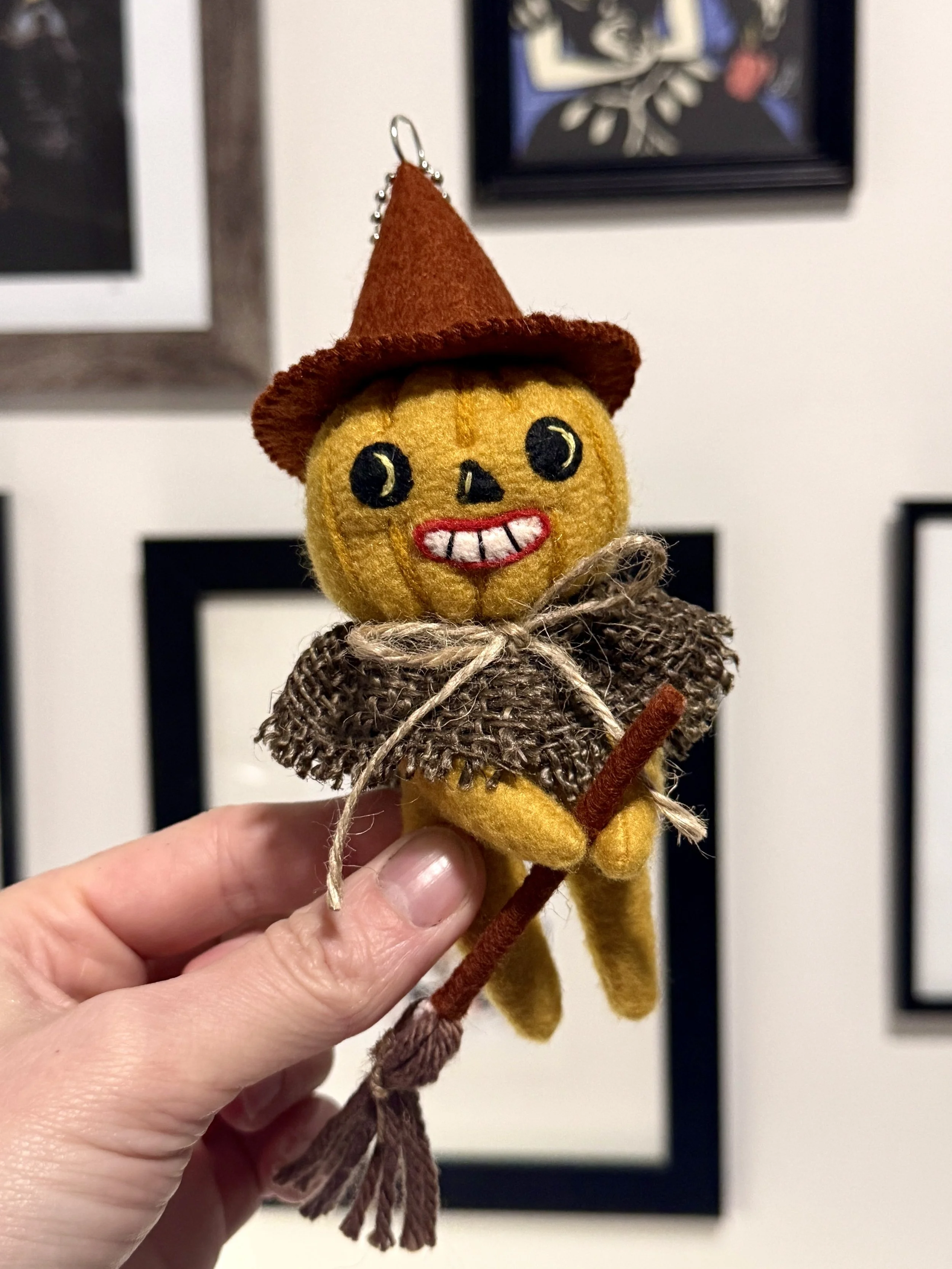Gold Pumpkin Witch Ornament