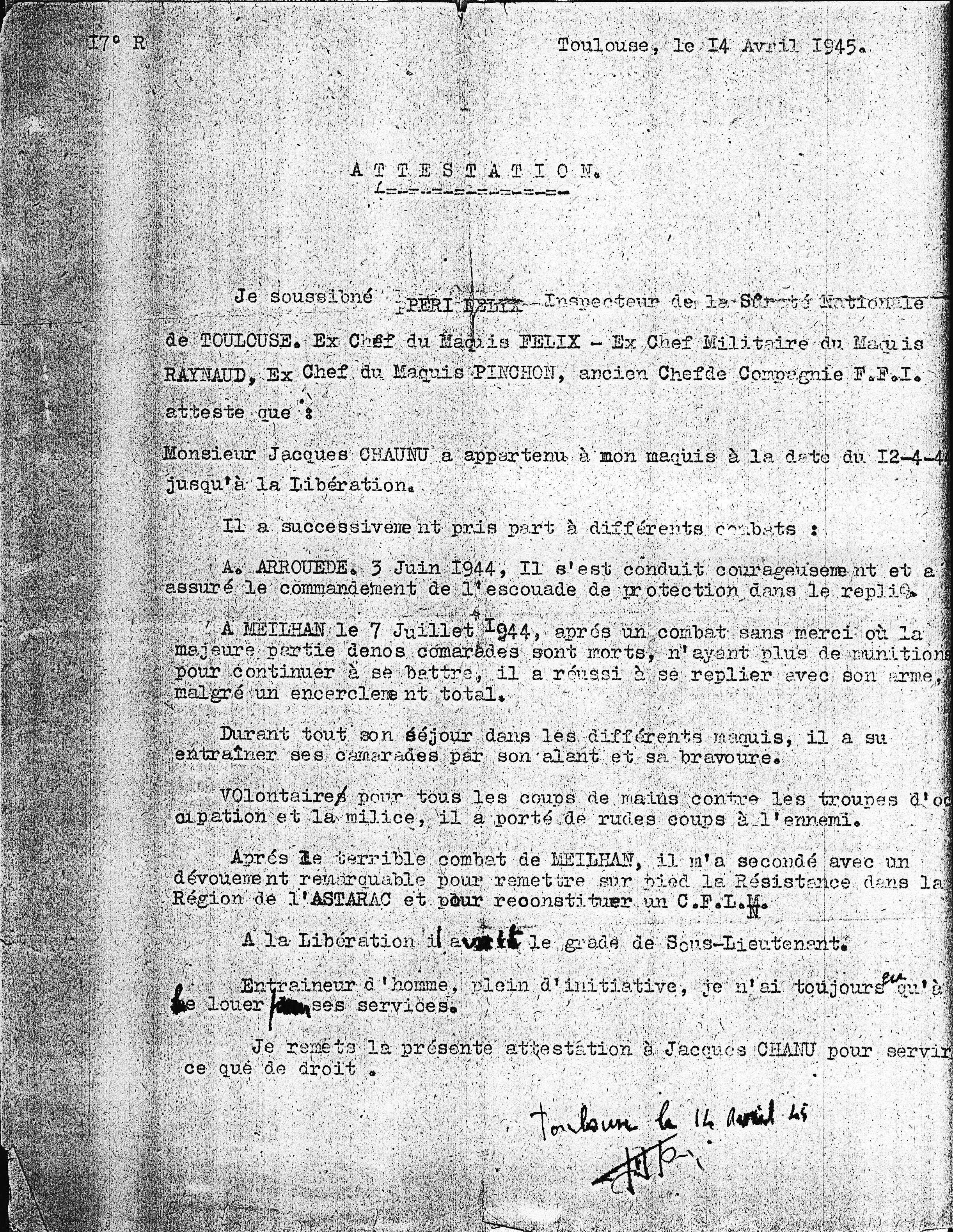 Attestation de Félix Péri 14 avril 1945.JPG