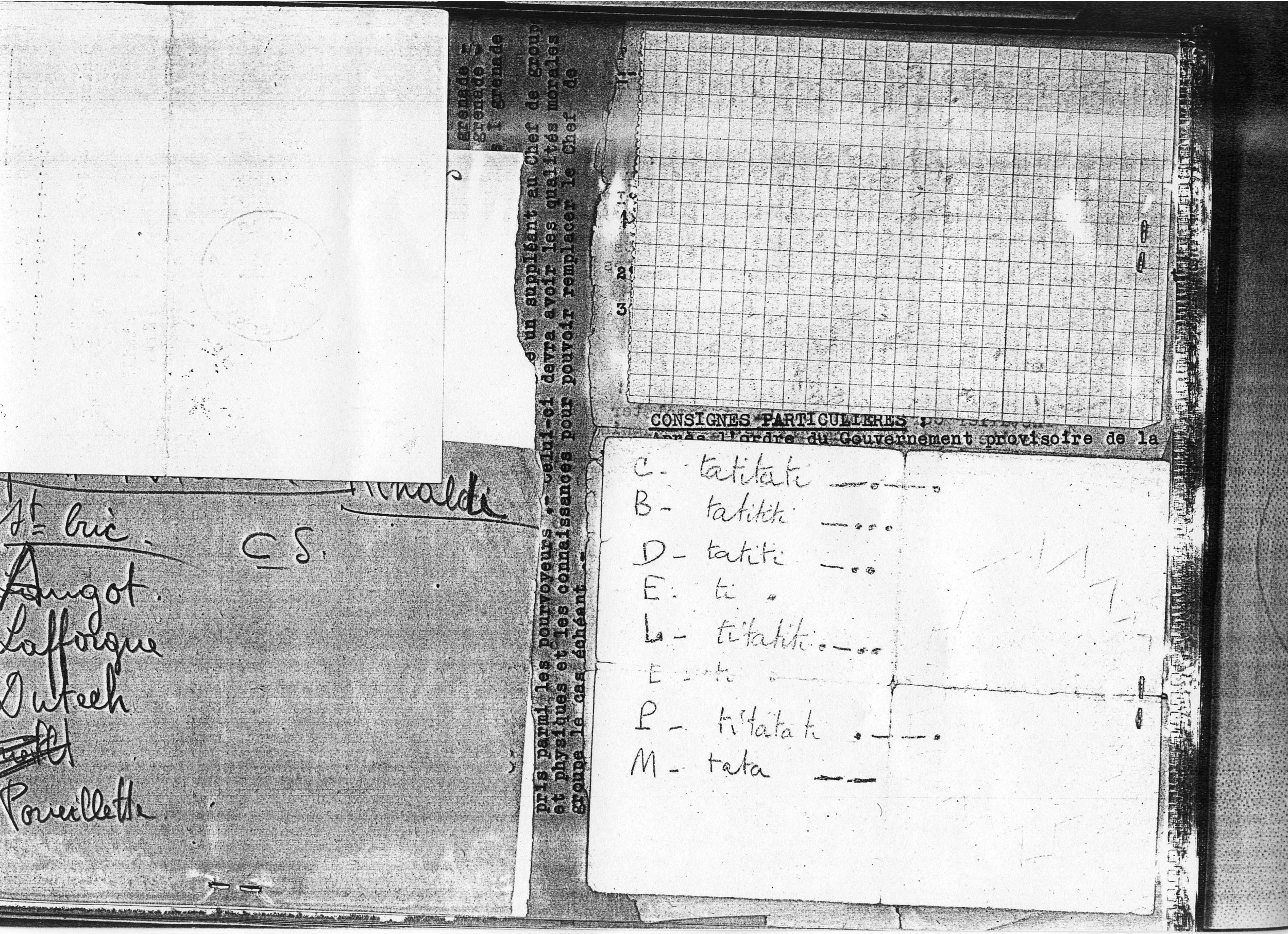 Notes code Maquis Jacques Chaunu 1944.JPG