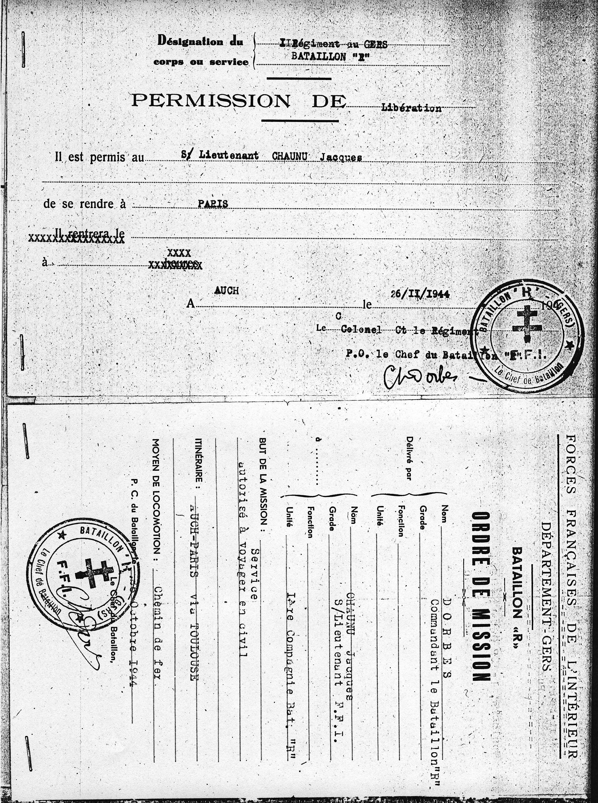 Permission de libération Novembre 1944 #2.JPG