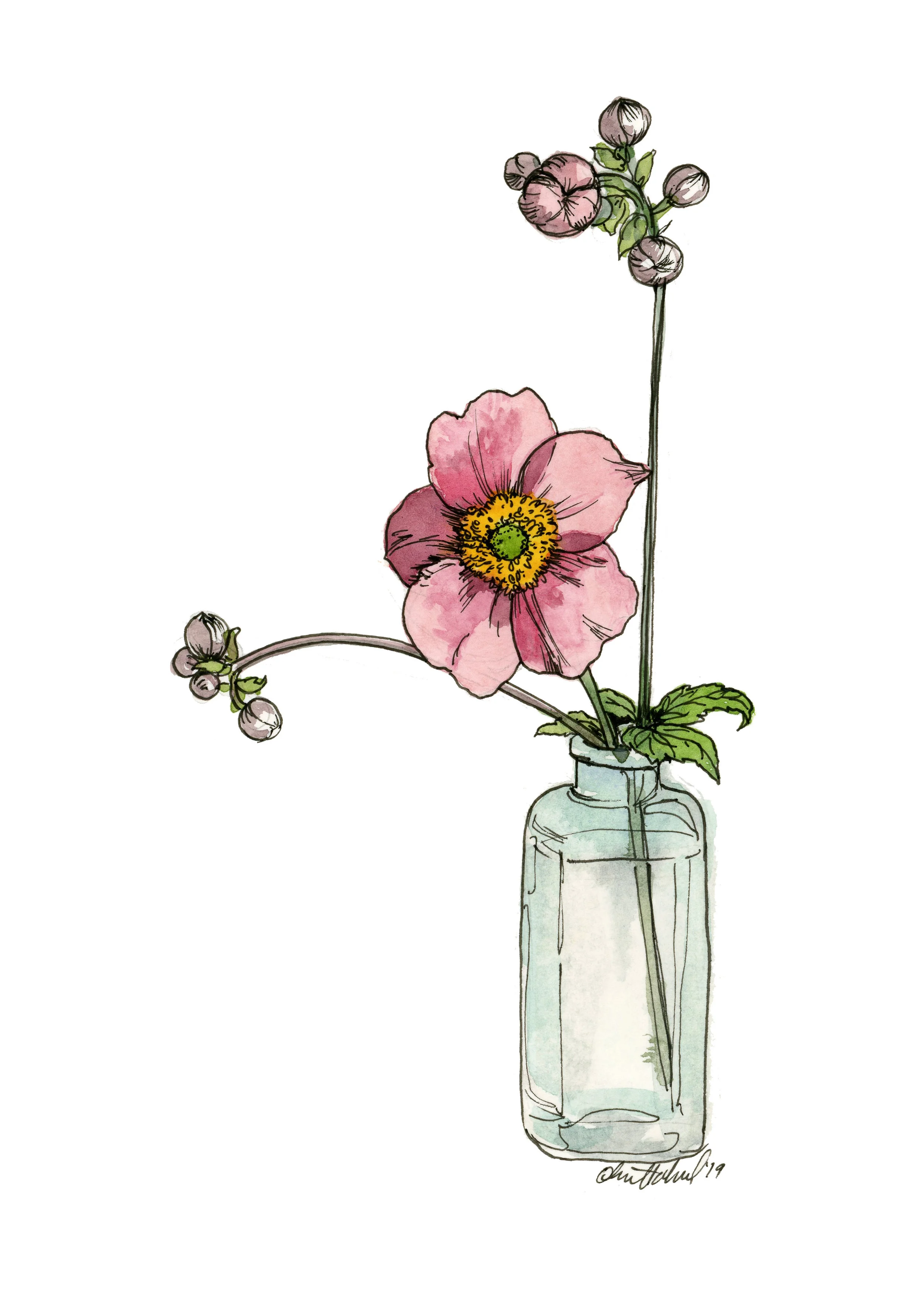 Vase 2019 Watercolor and Micron pen