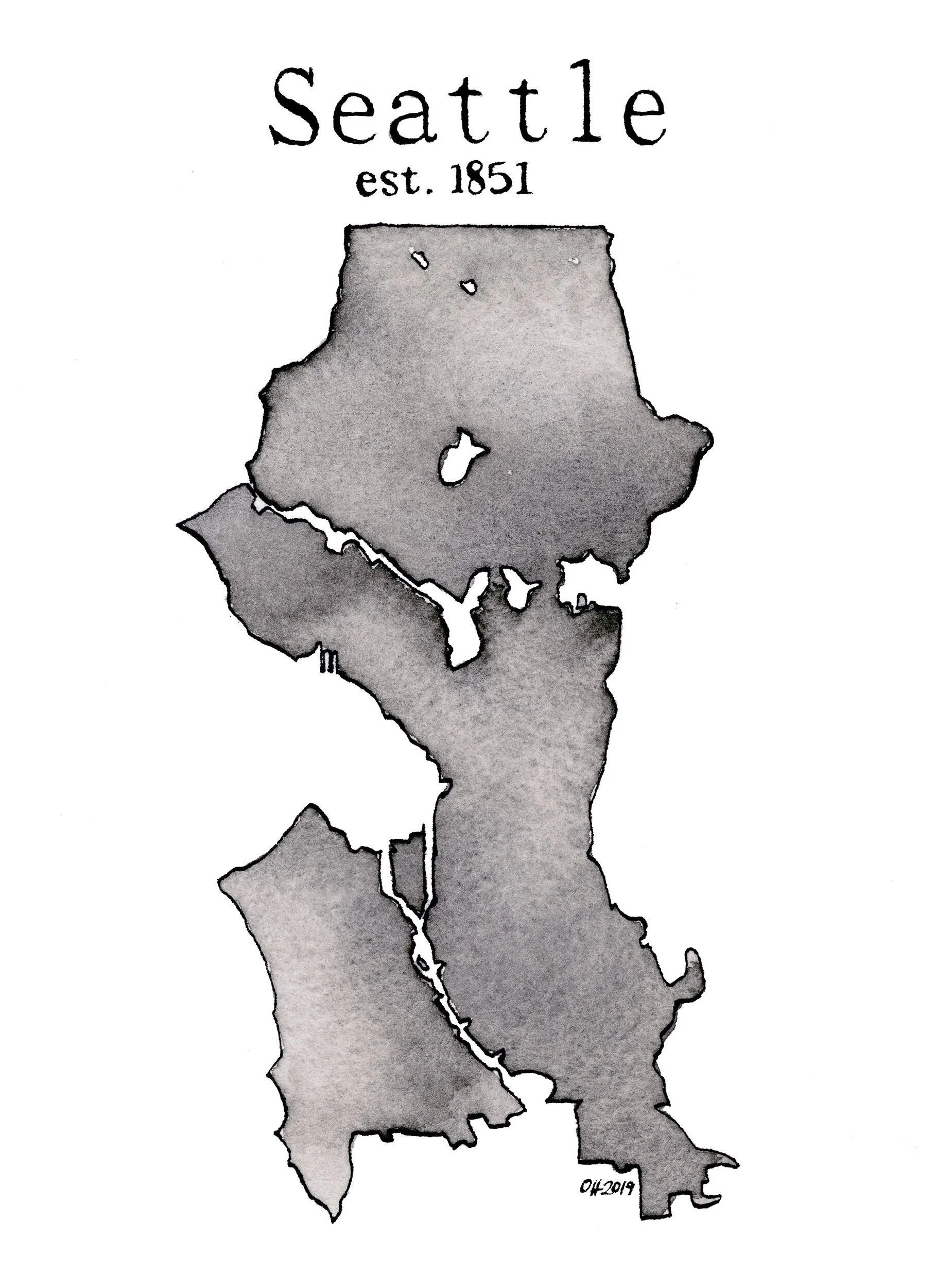 Grey Seattle 2019 Watercolor and India ink