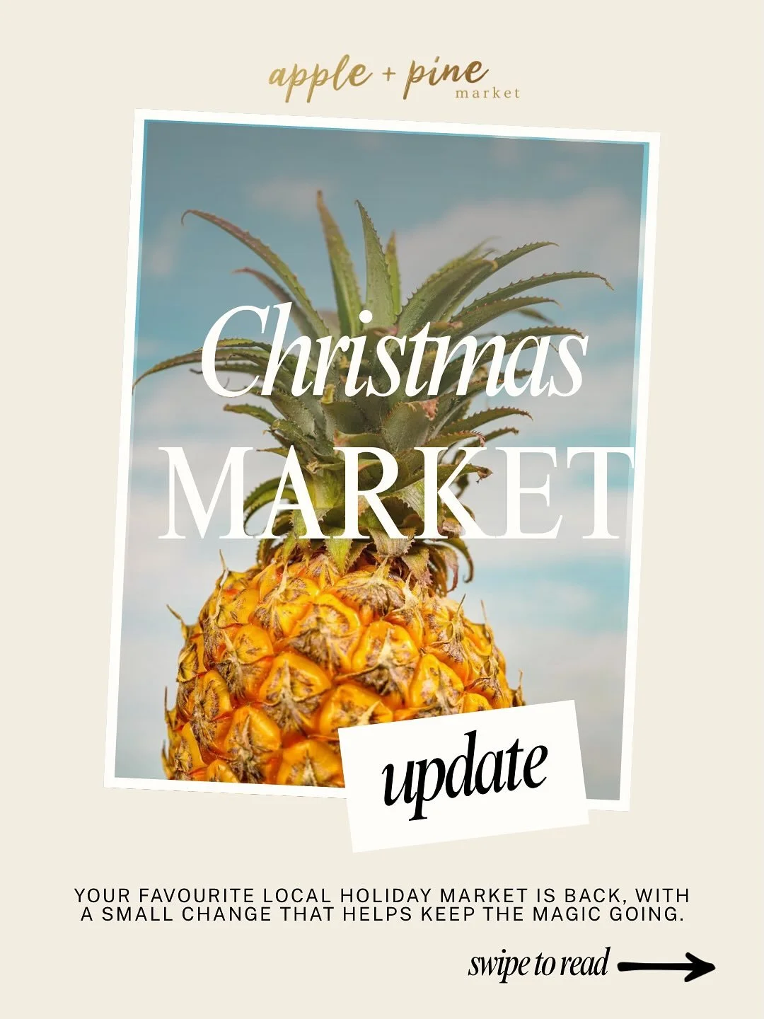U P D A T E
CHRISTMAS MARKET

Your favourite local holiday market is BACK with a small change that helps keep the magic going 💪
