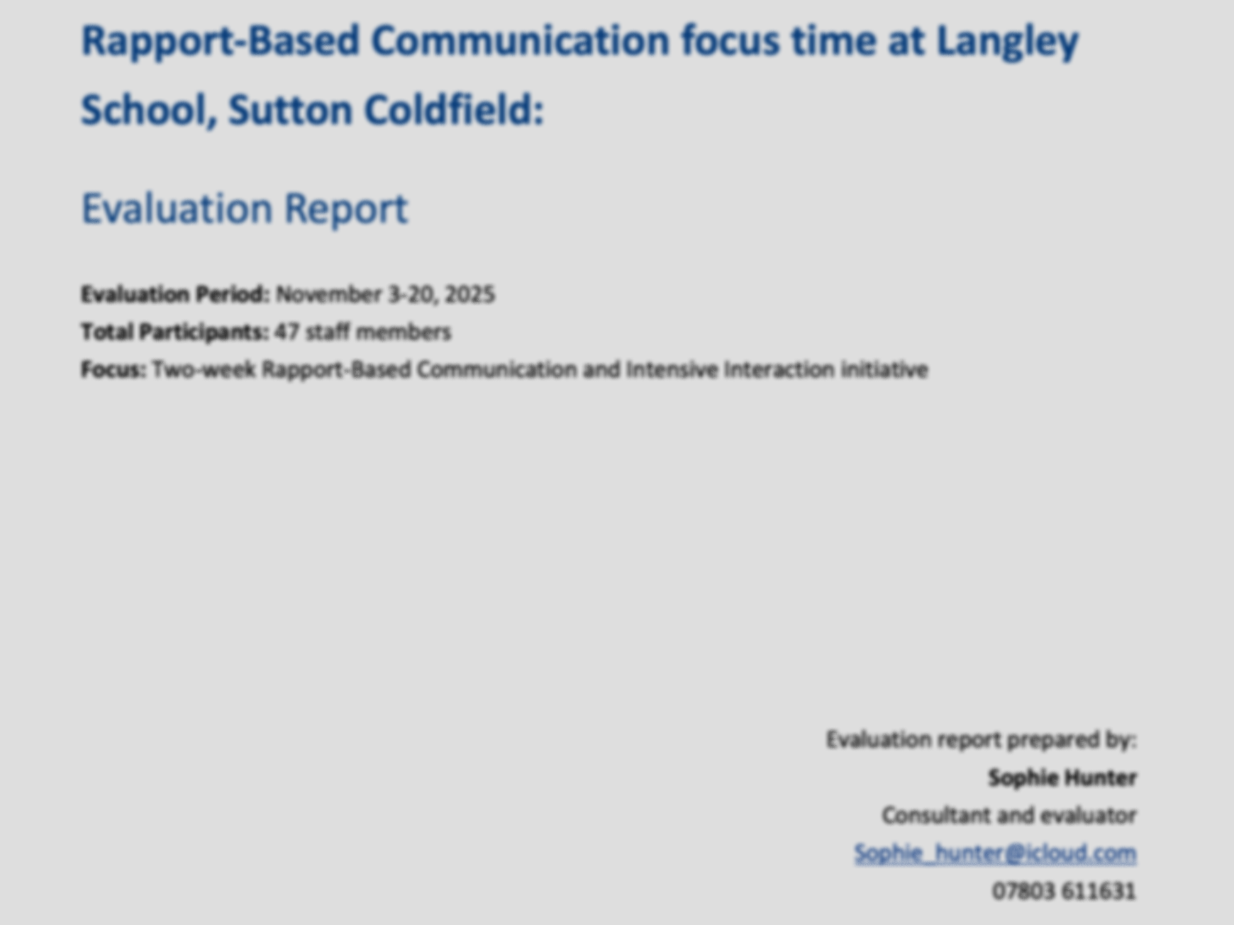 Independent Evaluation: How to Create a Rapport-Based Classroom