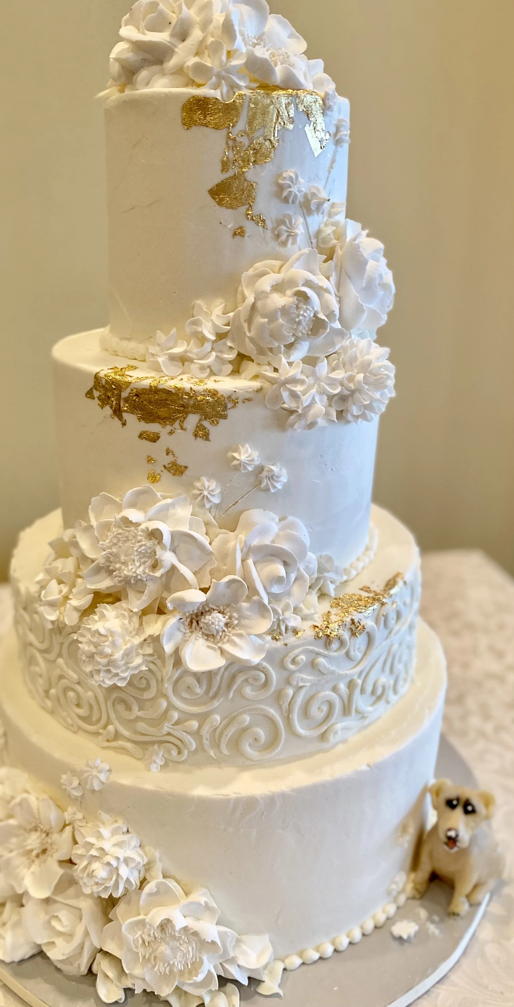  Royal icing flowers with gold leaf 