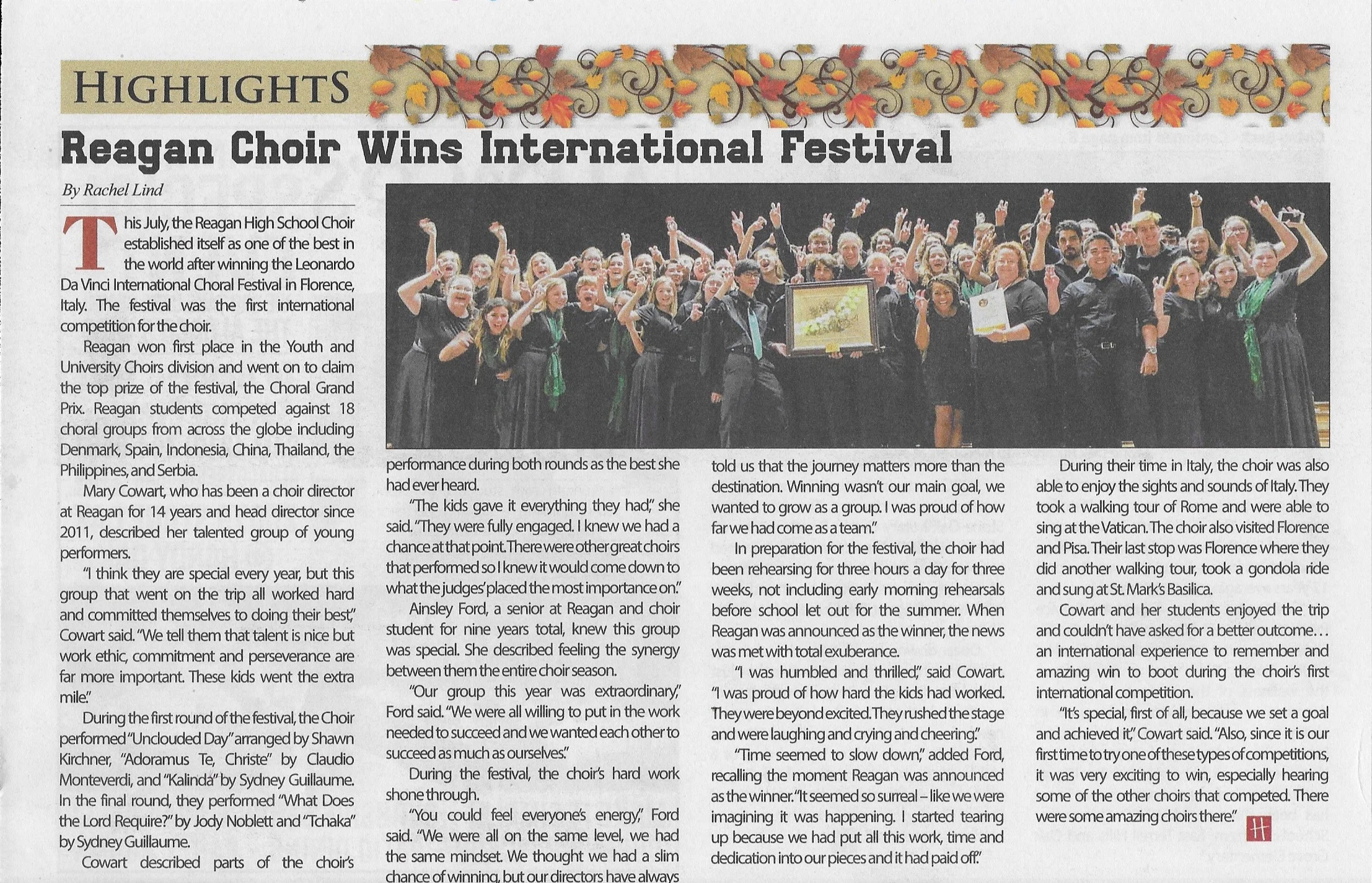 Reagan Choir in Stone Oak Highlights