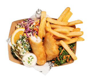 tempura fish salad n chips