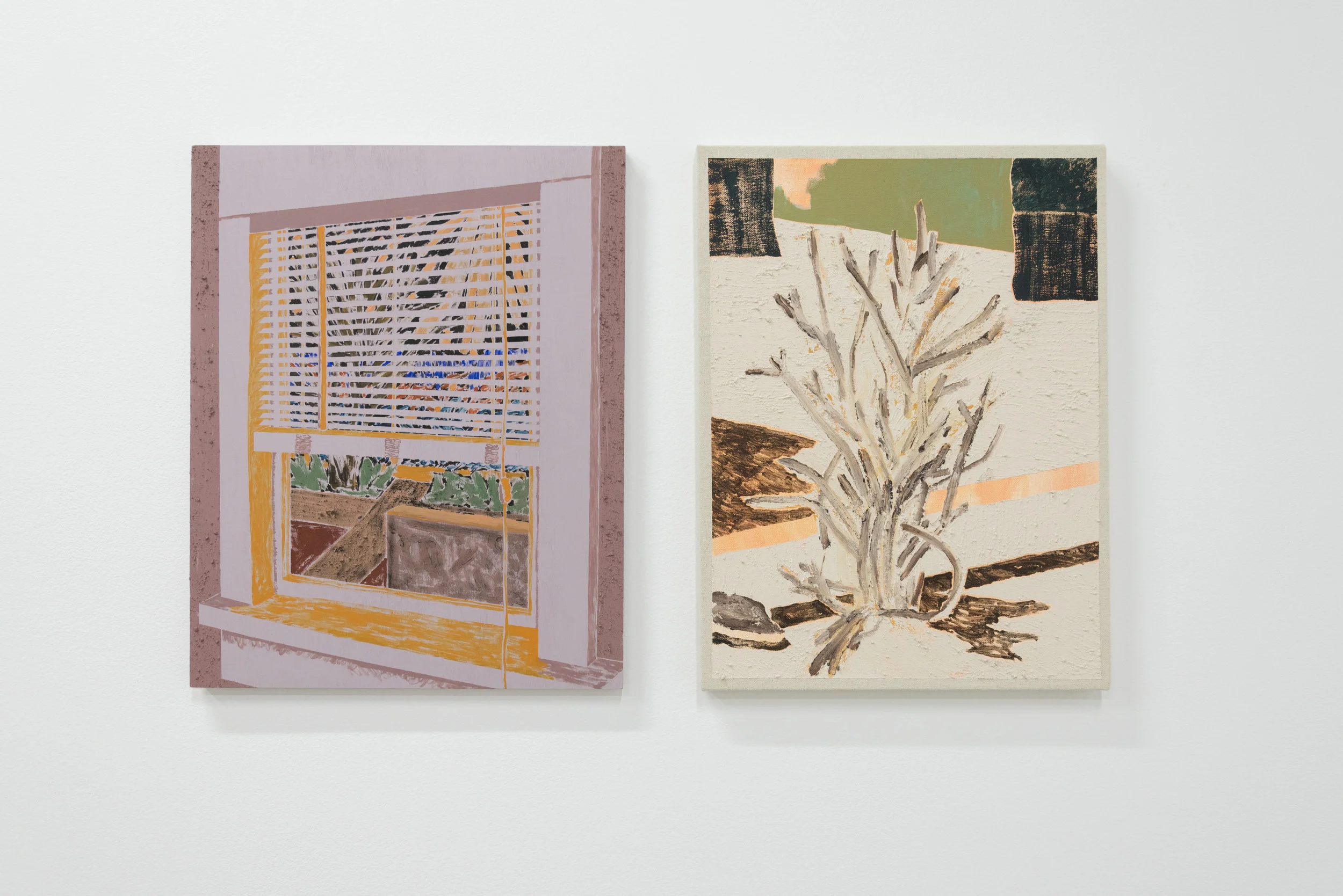Annie Swiderski Night Amber, 2018, acrylic, gouache, and dirt on panel Stick-Bus h, 2018, acrylic, gouache, and dirt on canvas