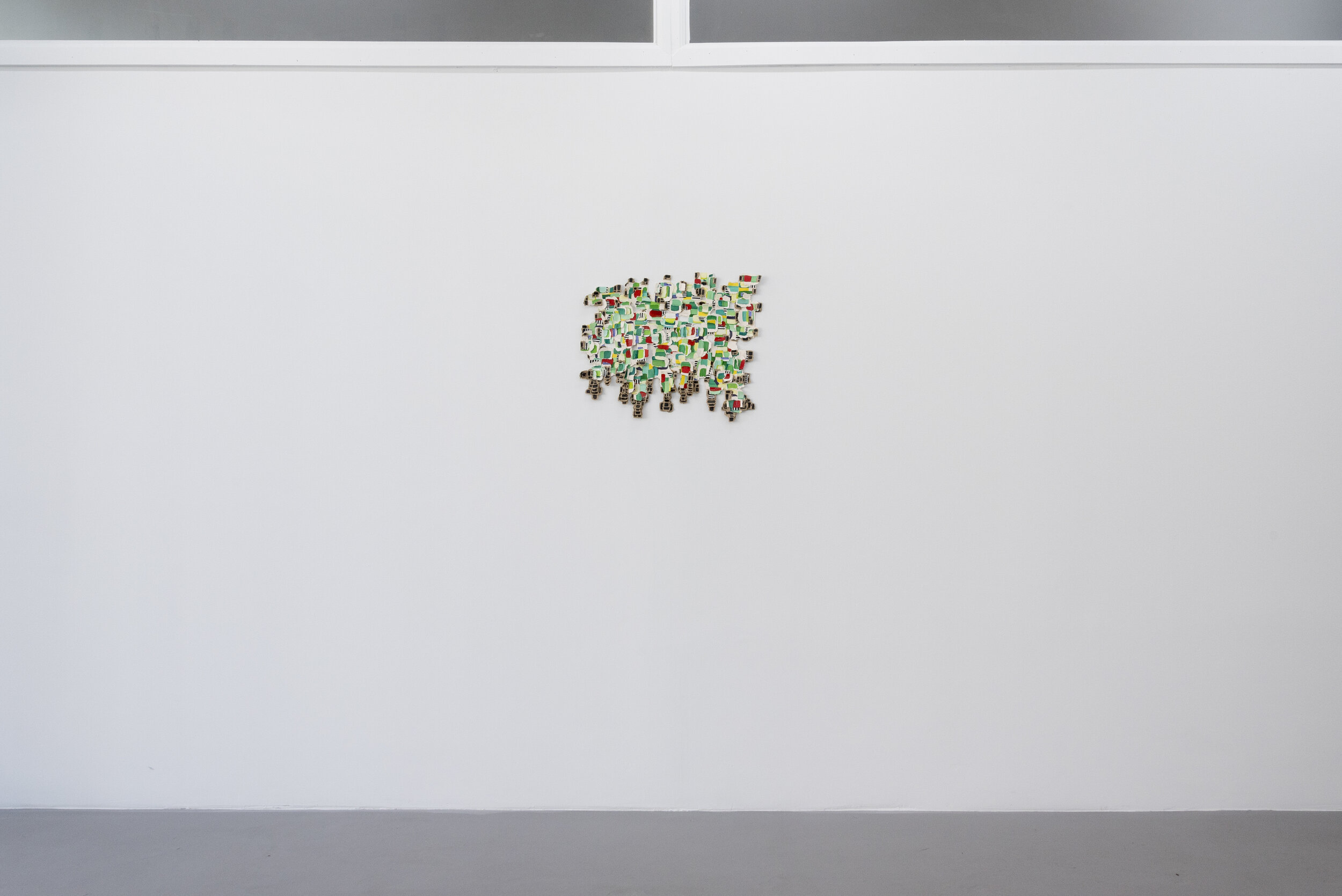 Luis Romero, Mutant Map of the United States/ Shamanistic Drawing , 2019 acrylic and ink on paper and cardboard, found materials