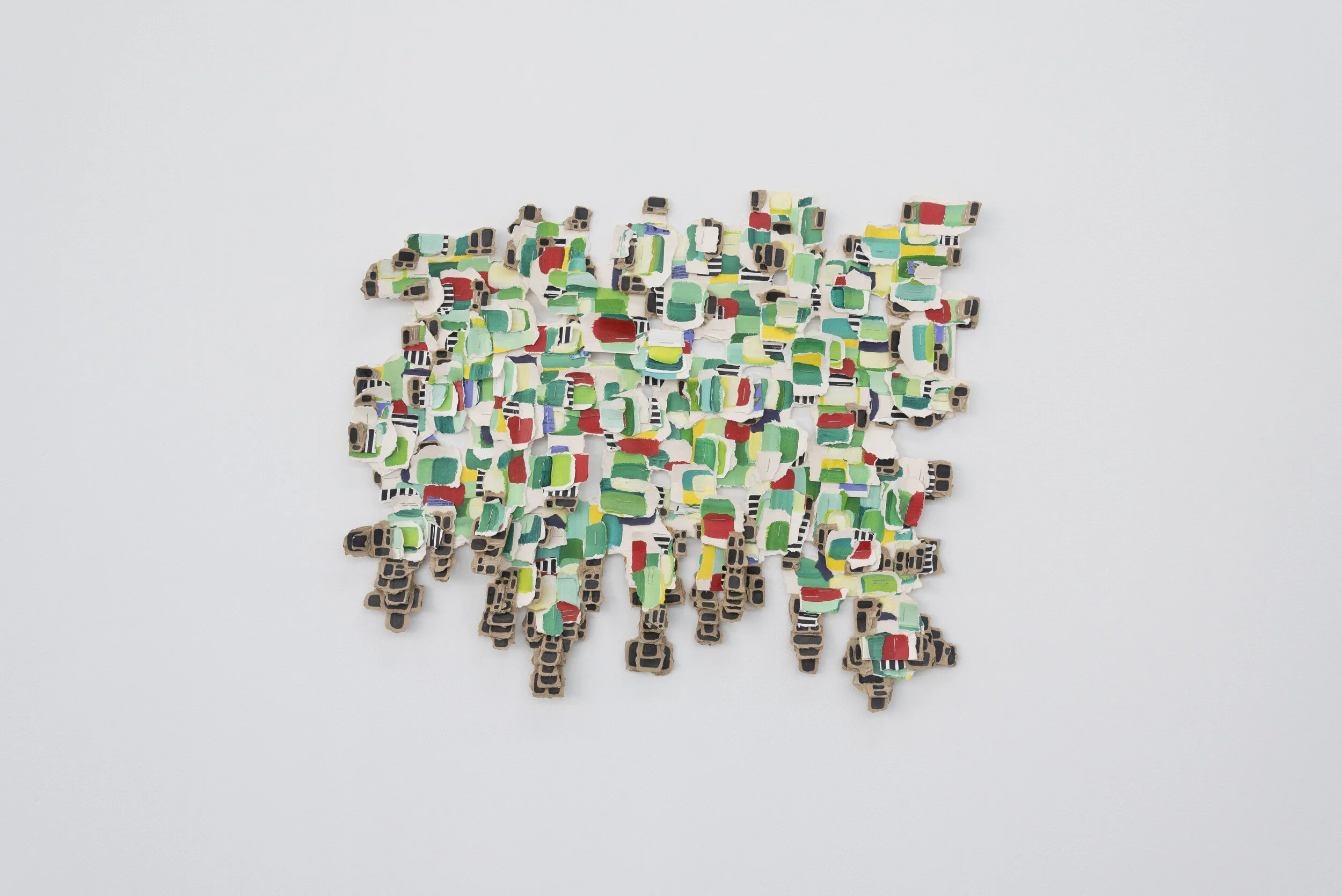 Luis Romero, Mutant Map of the United States/ Shamanistic Drawing , 2019 acrylic and ink on paper and cardboard, found materials