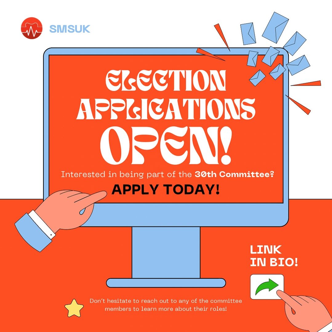 Are you interested in being a part of the next 30th SMSUK Committee? 🫂❤️ Applications are now OPEN ‼️

Please head over to tinyurl.com/30thelections (link in bio) for more information. Send your application in by 10 March 2359 📥 Interviews will be 