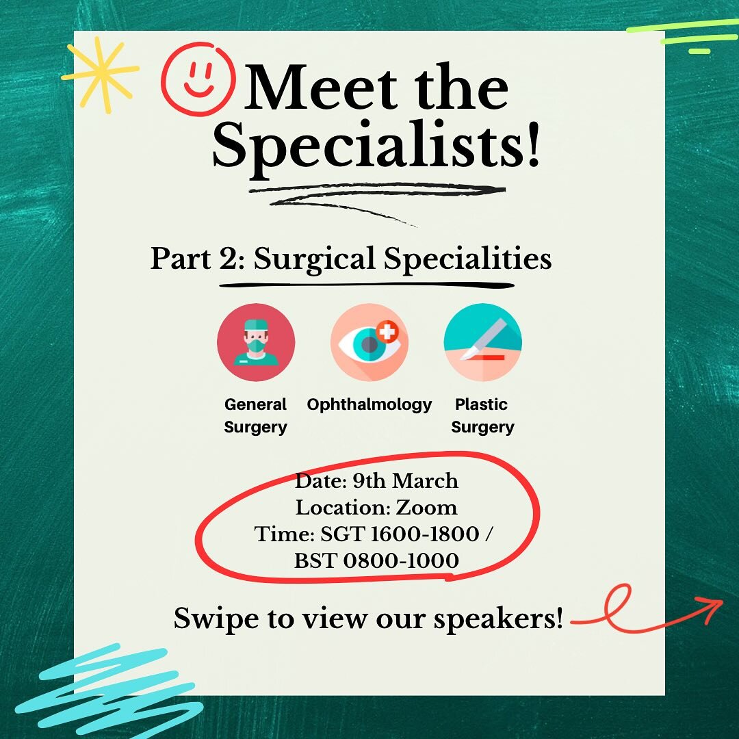 Presenting the second session of our three-part &ldquo;Meet The Specialities&rdquo; series! In this session, our spotlight will be on surgical specialties! 💉🩸

Curious about how life in a specific specialty is, in Singapore? 🇸🇬 Join us in hearing