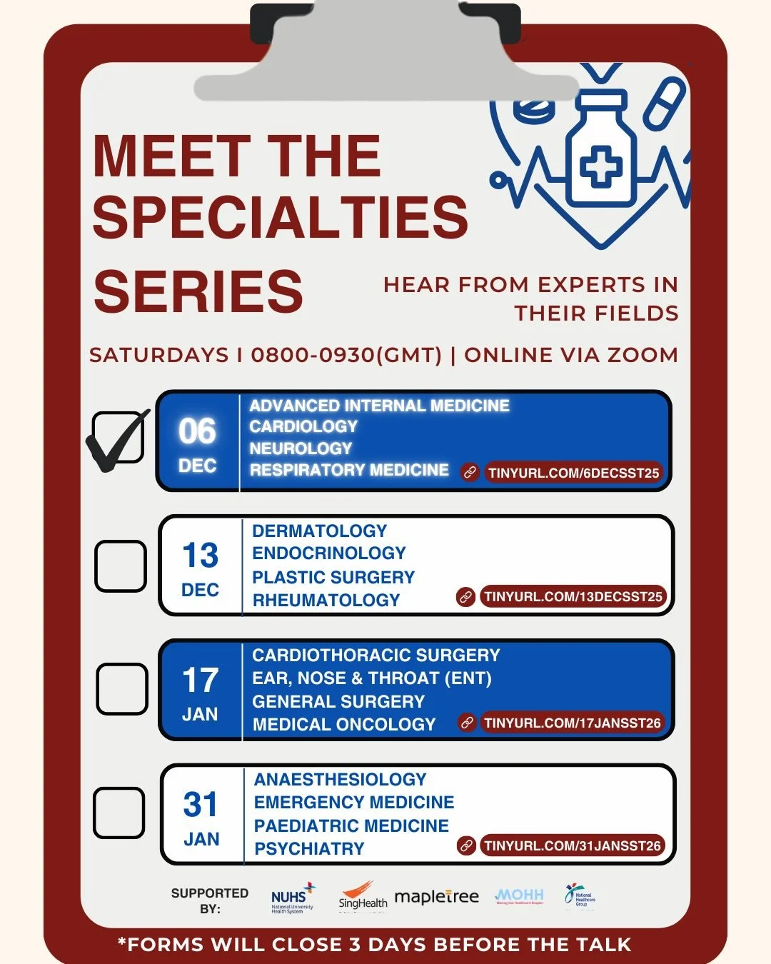 🗣️🌟 Meet our esteemed speakers! 🌟🗣️ 

✨ Get ready to hear from an inspiring panel of consultants and registrars who will take you behind the scenes of life in their respective specialties 💉🏥. Whether you&rsquo;re exploring future career paths i