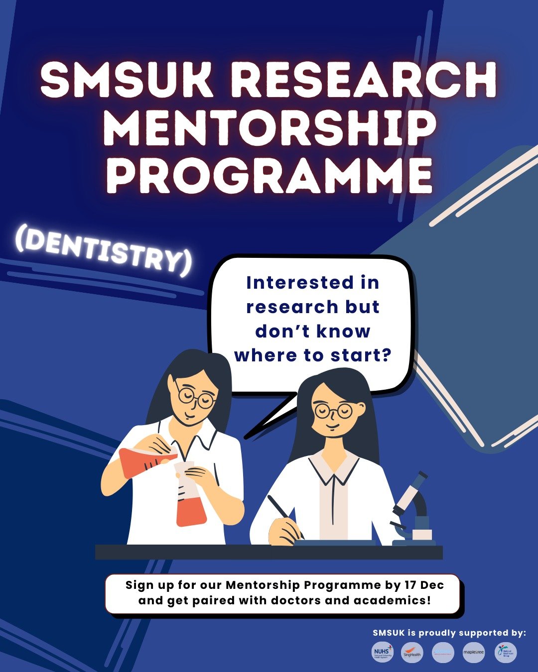 📣 Calling all dental students!

We&rsquo;re excited to launch our research-based mentorship programme, led by dentists actively involved in research 🤝🦷. Open to all Y1&ndash;Y5 students &mdash; no prior research experience needed!

🔗 Sign up: tin