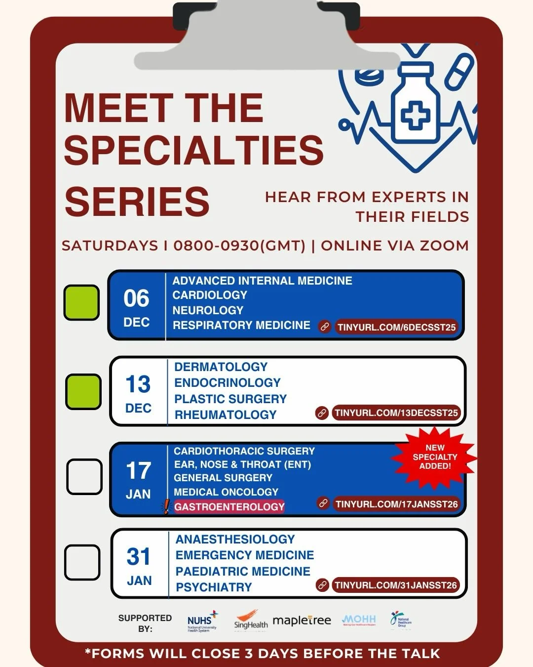 ✨ Surprise specialty drop! ✨

We&rsquo;re excited to announce Gastroenterology as a new addition to our upcoming Meet the Specialties talk 🩺Bring your burning questions 🔥 and get real, practical advice on how to break into the specialty you&rsquo;r