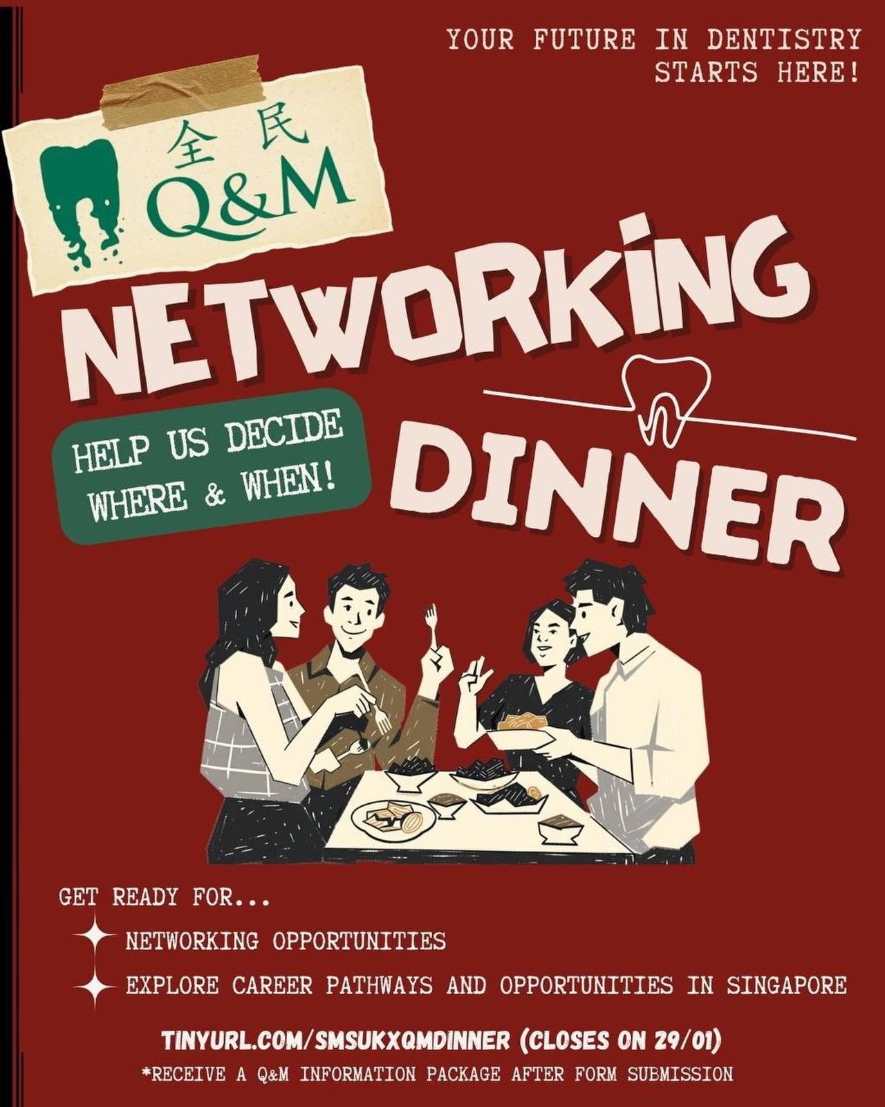 Calling all future dentists! 🦷✨

Q&amp;M Dental Group is bringing a series of exclusive networking dinners to the UK &mdash; a chance to chat about your career goals, grow your network, and explore possible career opportunities in Singapore!

💡 Sig