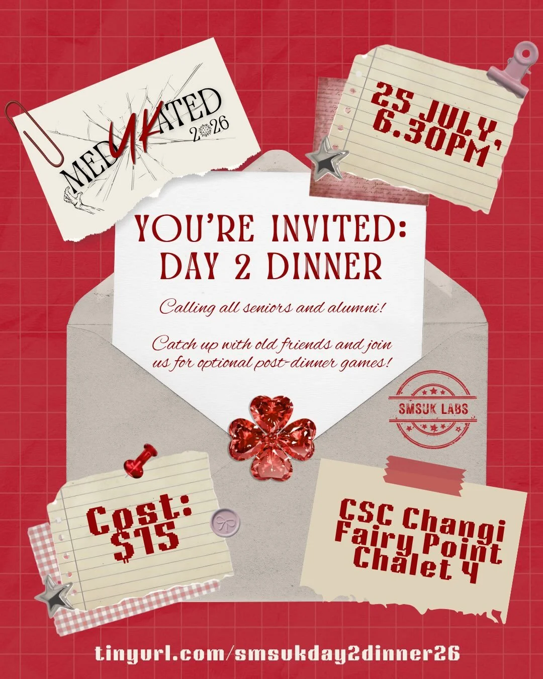 MED(UK)ATED&rsquo;s Day 2 Dinner is back! Join us for a joyful evening of reunions with your SMSUK friends 🫶 over a delectable dinner buffet 🥘 and have the chance to meet incoming freshers at your uni to share your advice on moving abroad in our re