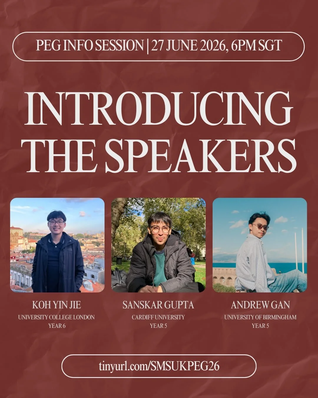 Introducing our esteemed speakers for our PEG Info Session! 🥳 Our speakers include current PEG grant recipients who know all the ins and outs of the application process 🤩 A big thank you to them for taking the time and effort to share their advice 