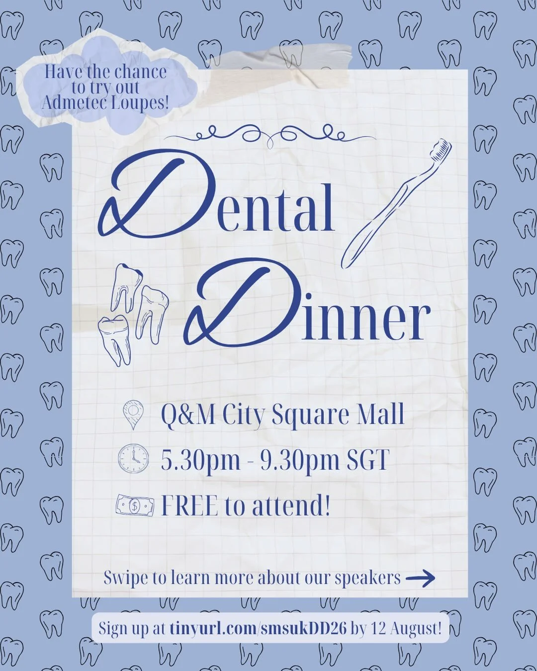 🦷 Hey dental students, this one&rsquo;s for you! 🦷

Join us for the annual SMSUK x SMSI Dental Dinner &mdash; an evening to connect, unwind, and grow together 💗☺️

Here&rsquo;s what&rsquo;s waiting for you:
🌟 Inspiring talks and meaningful conver