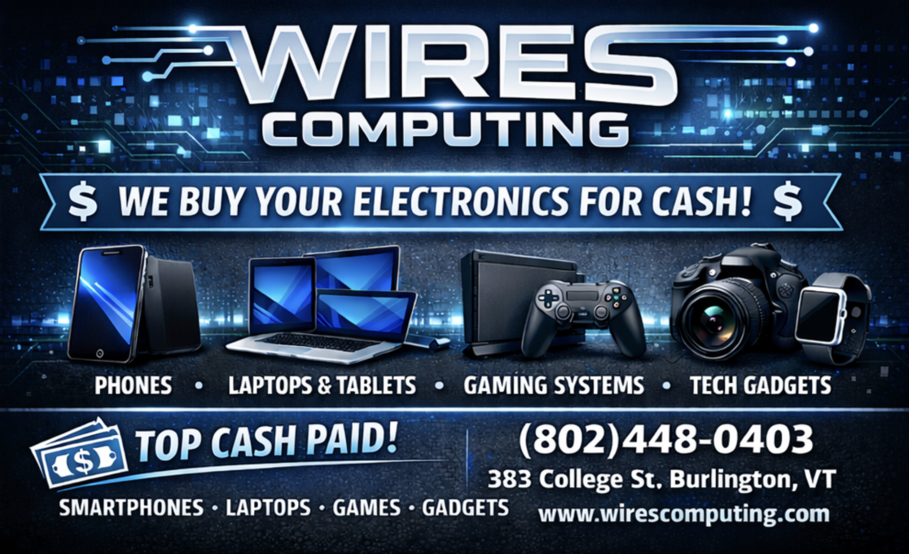sell electronics at wires computing burlington