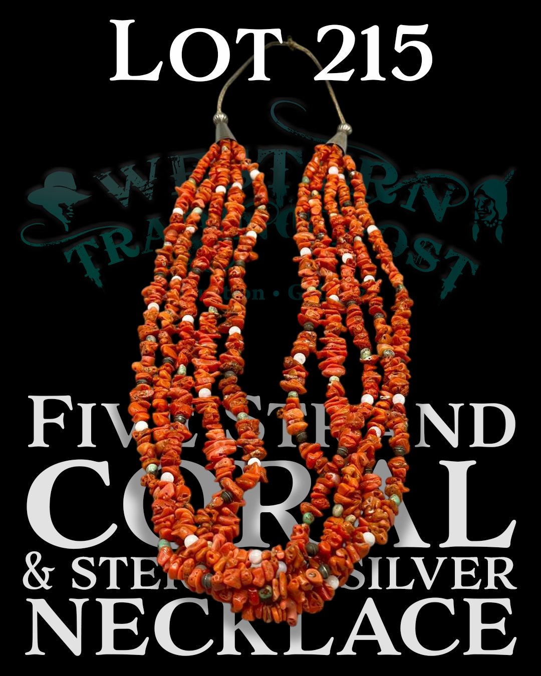 Lot 215 Five Strand Coral And Sterling Silver Necklace v2.PNG