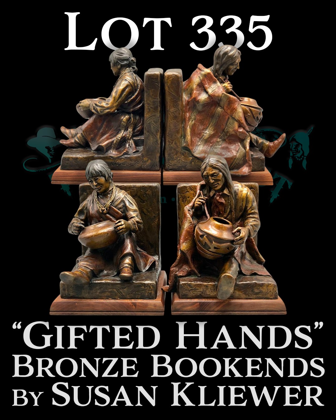 Lot 335 _Gifted Hands_ Bronze Bookends Of Maria And Julian Martinez By Susan Kliewer v2.PNG